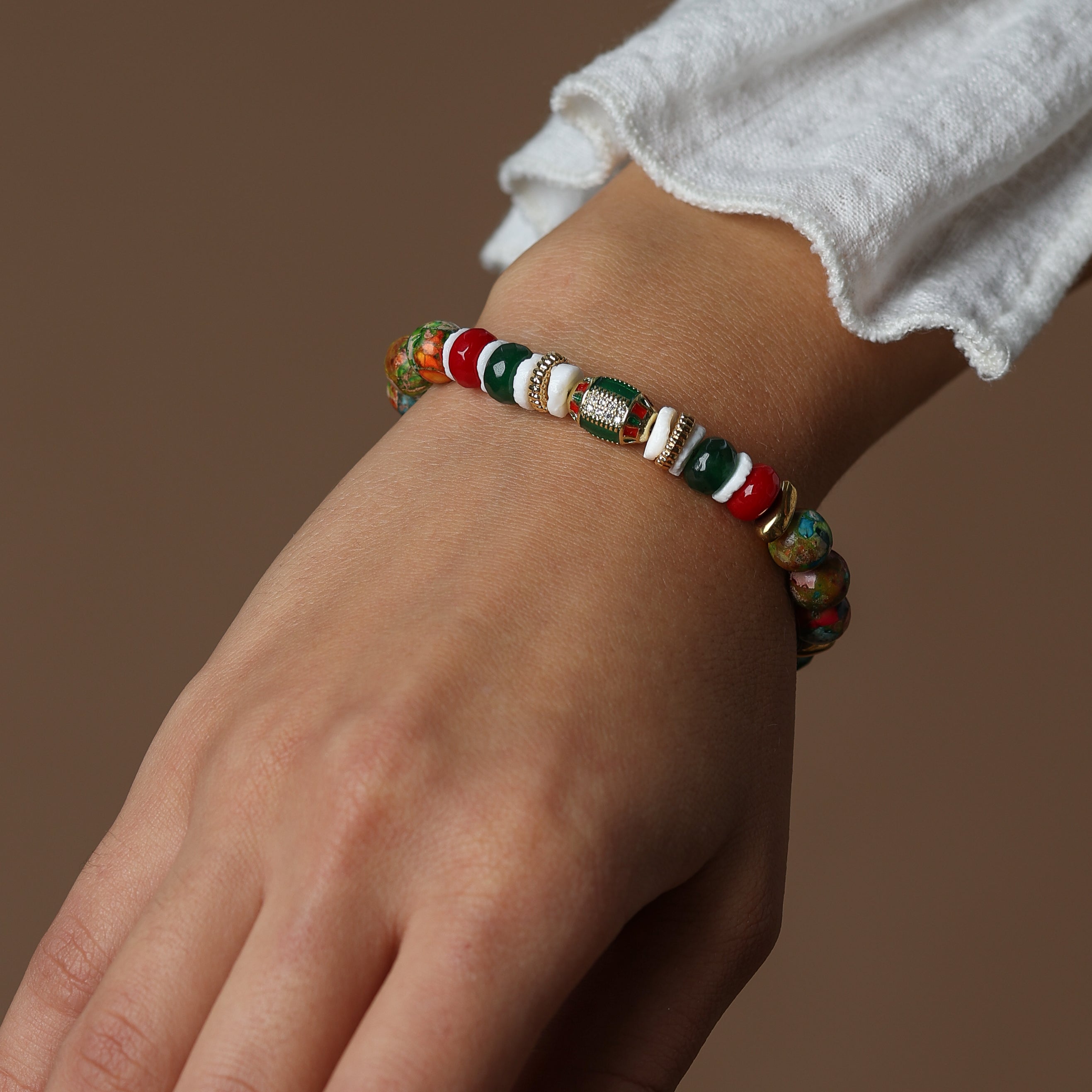 JASPER BRACELET - FEATURING JADE , CORAL & HEMATITE