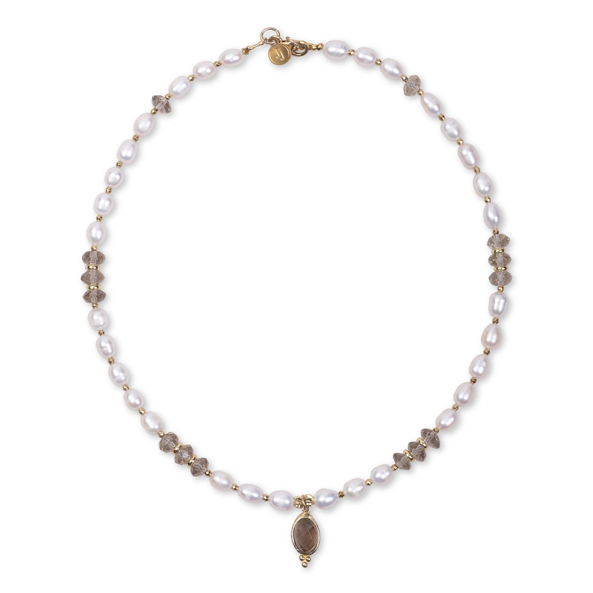Collar de perlas con cuarzo ahumado