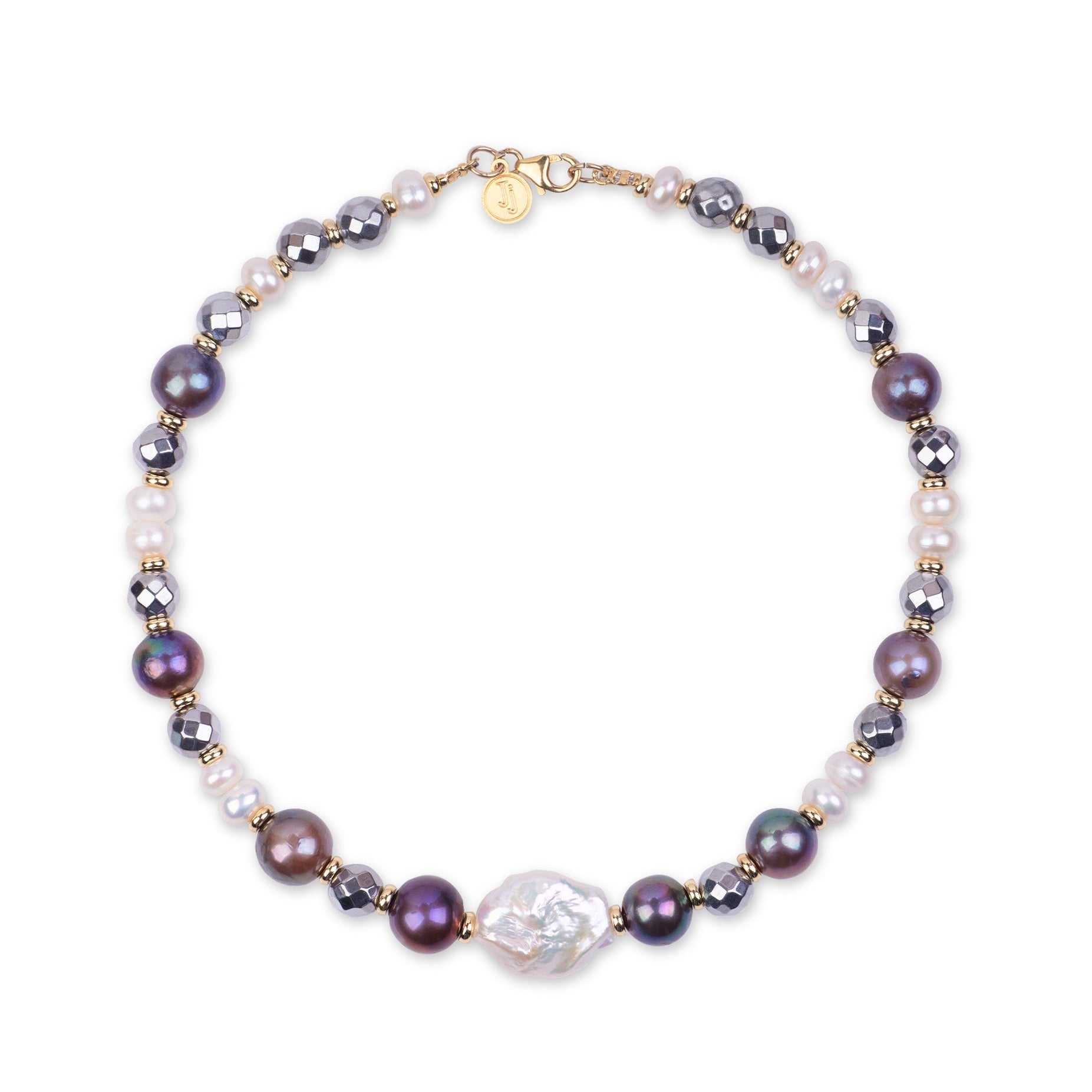 Gargantilla de perlas - Pavo real y perlas blancas