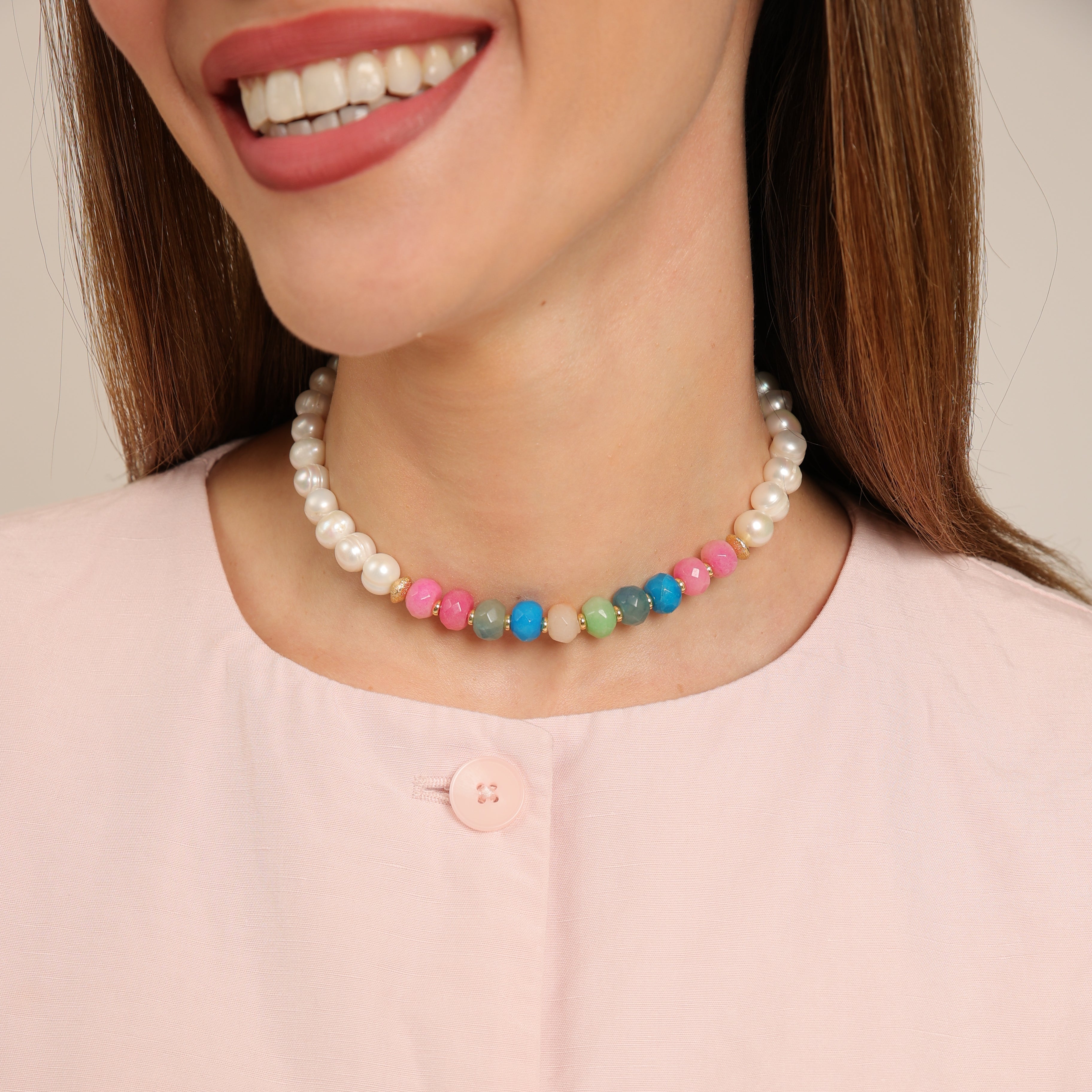 Gargantilla de perlas con jade