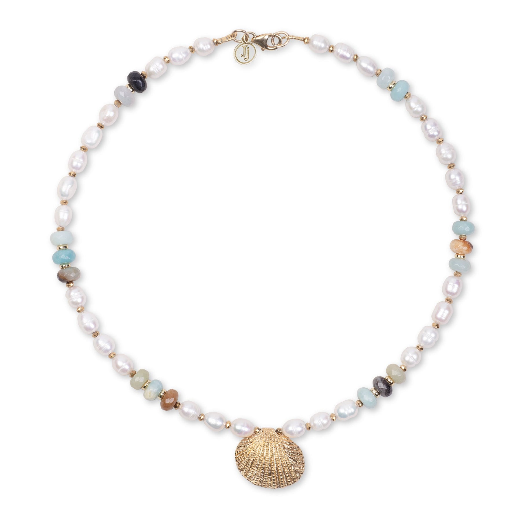 Collar de perlas - Colgante de amazonita y concha