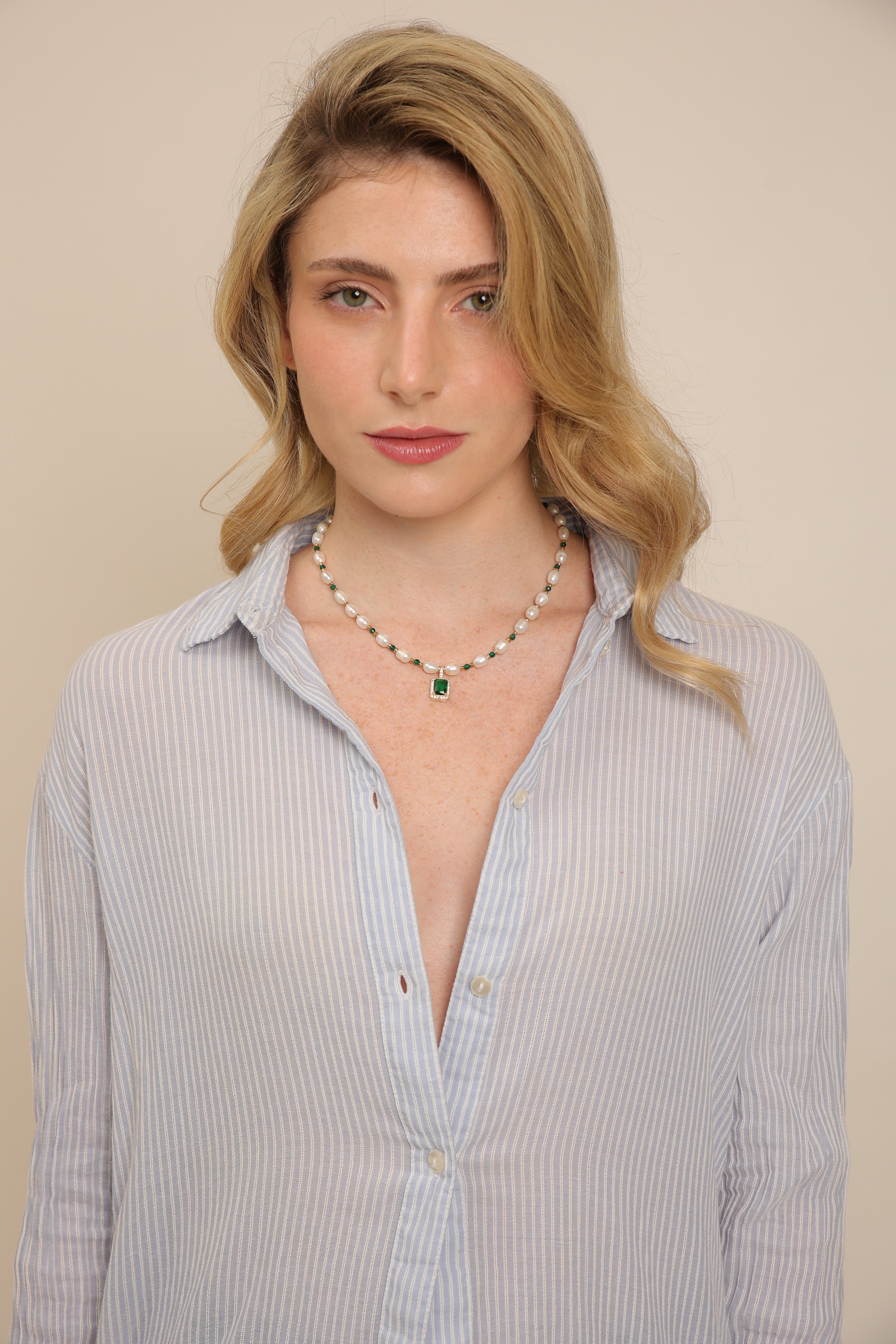 Pearl Necklace - Jade & Hematite