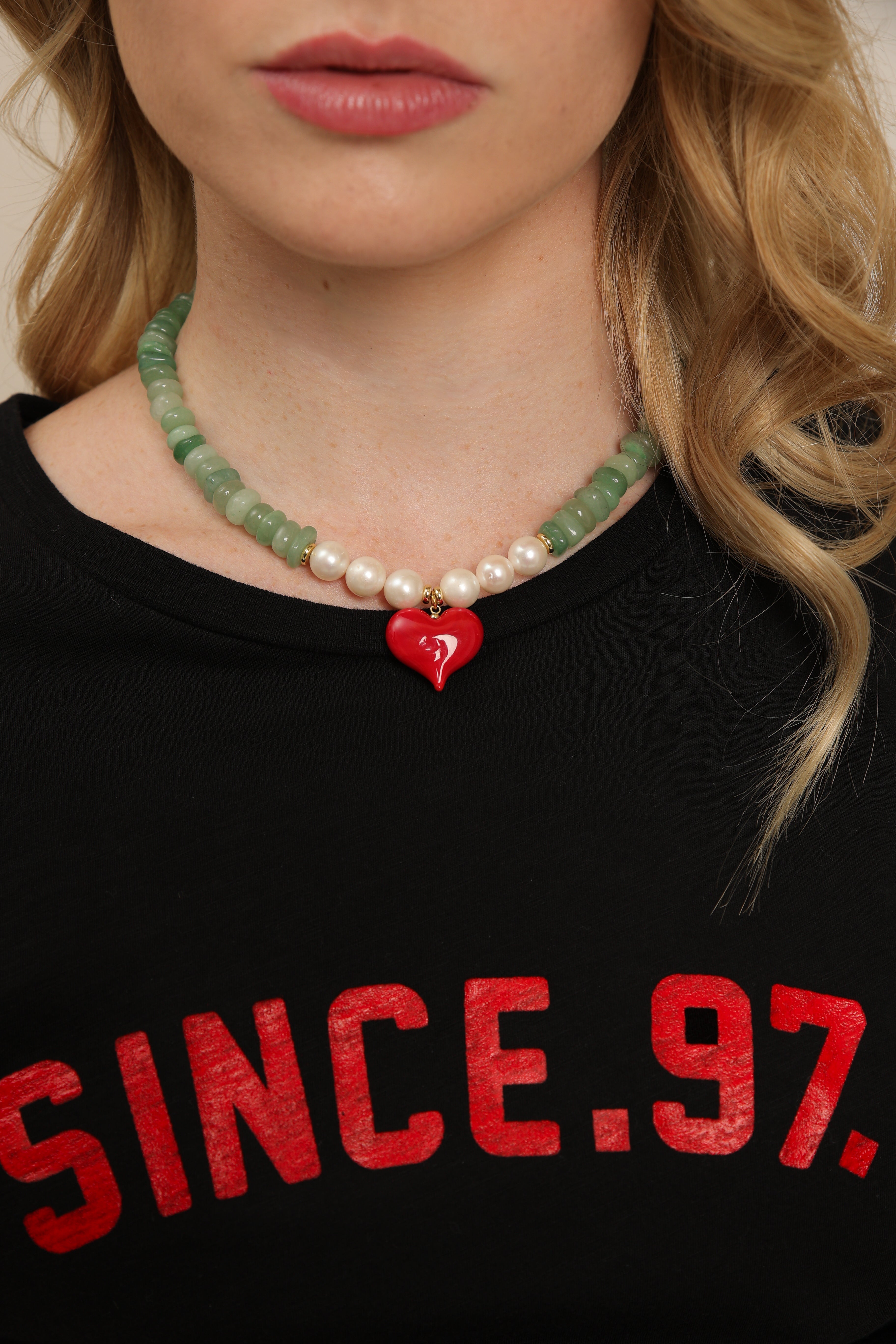 Aventurine and Pearl Choker Necklace