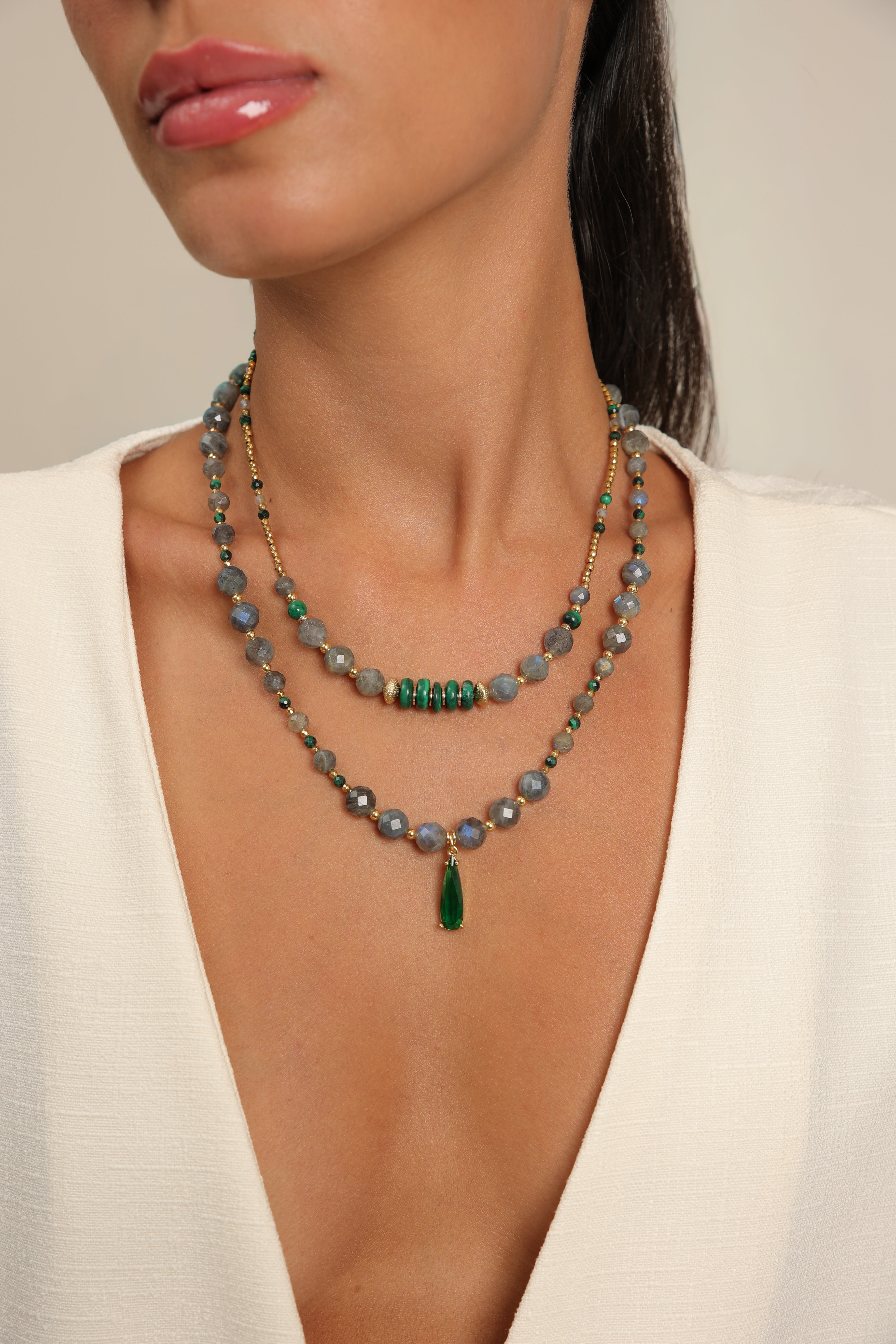 Labradorite and Malachite Choker