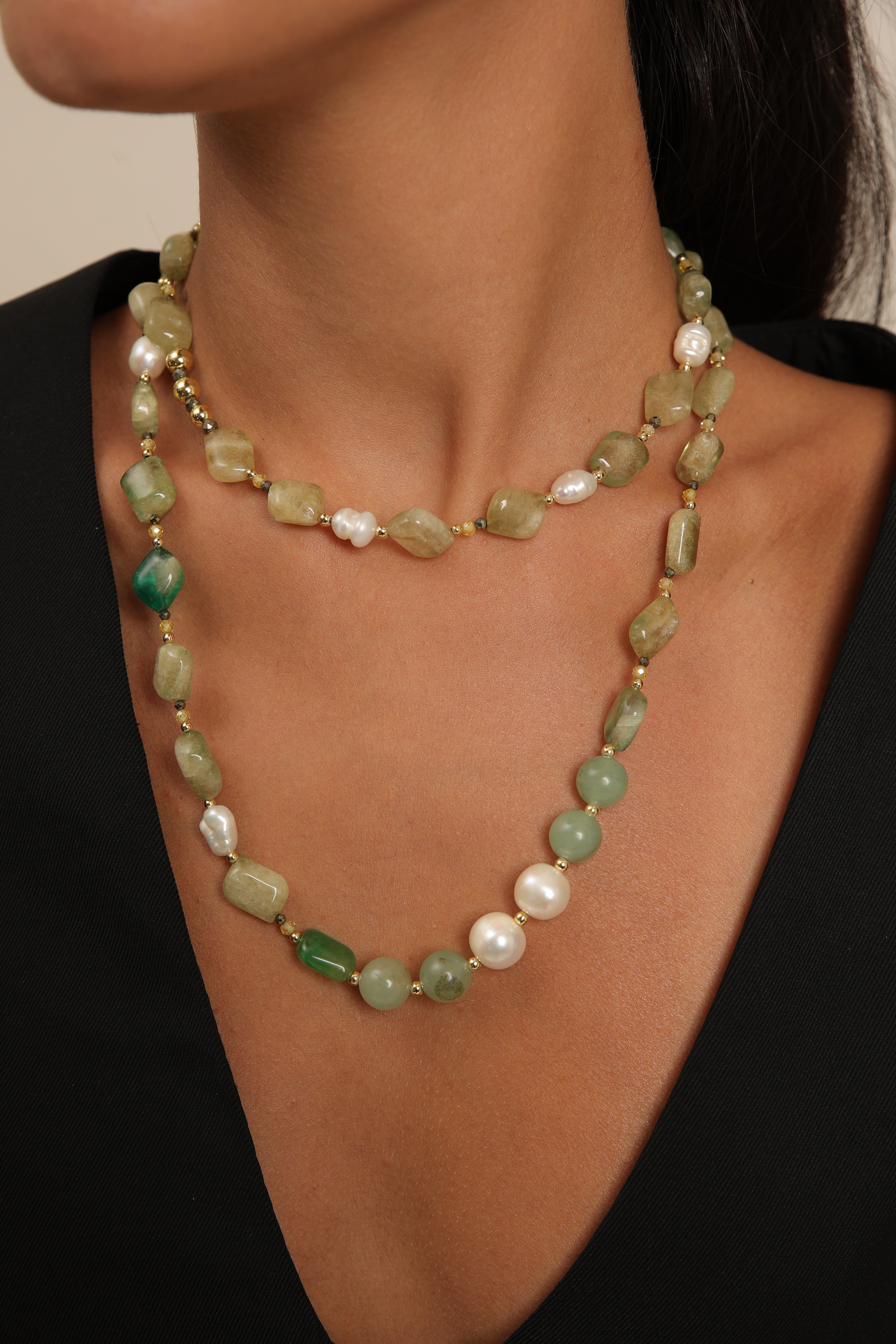 Aventurine, Jade and Pearls Set