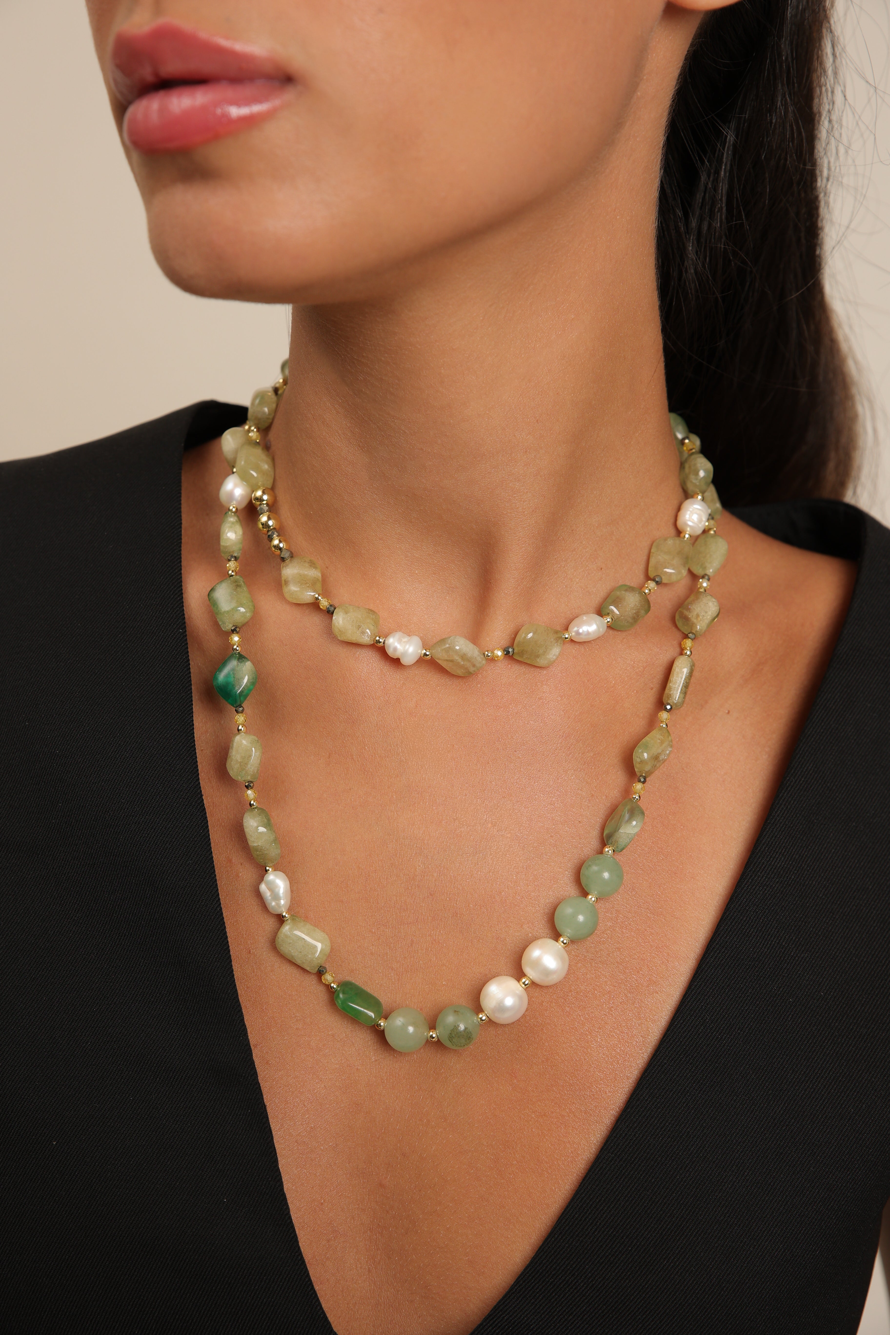 Aventurine, Jade and Pearls Set