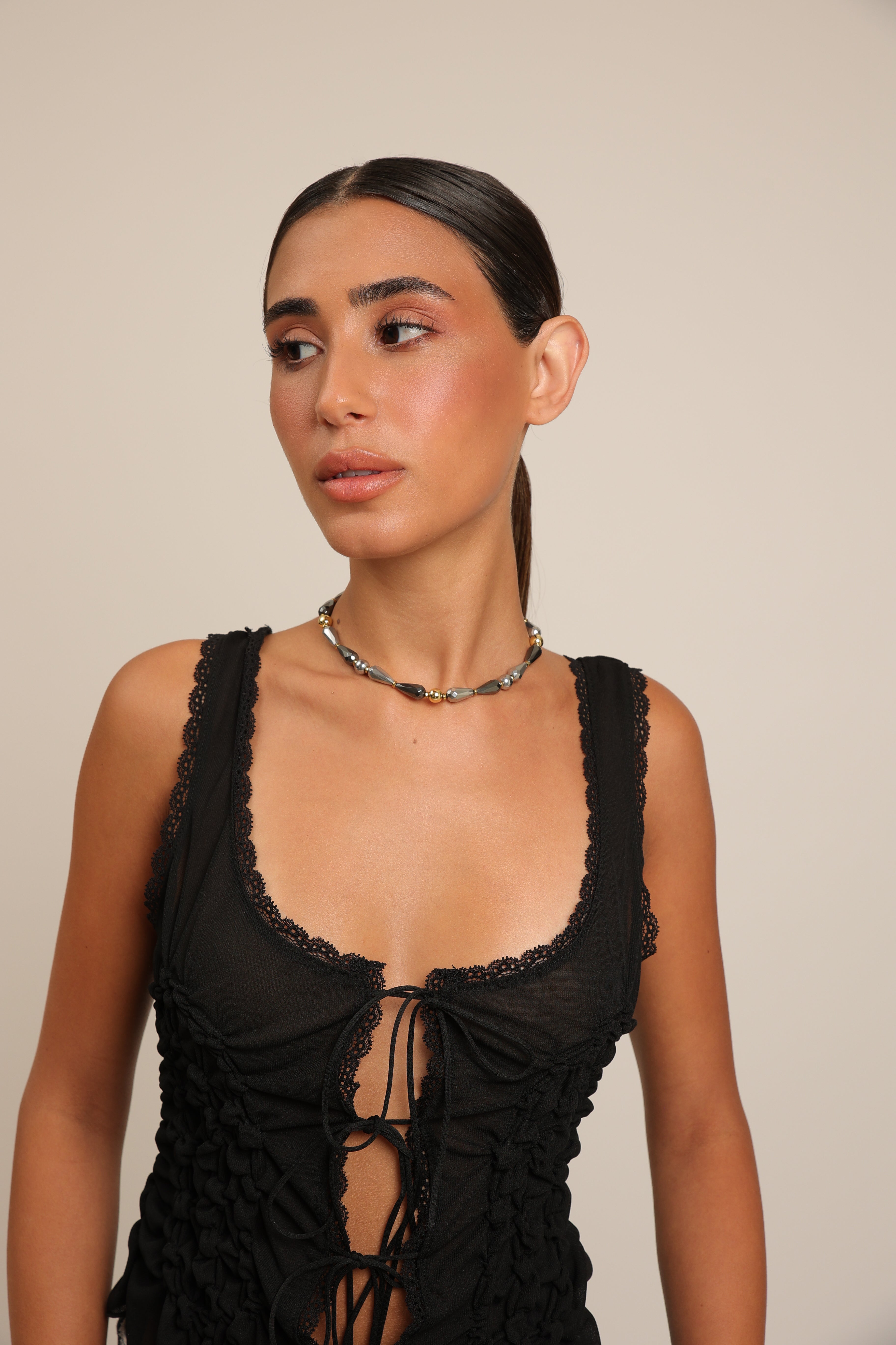 Hematite Choker with Faceted Shapes