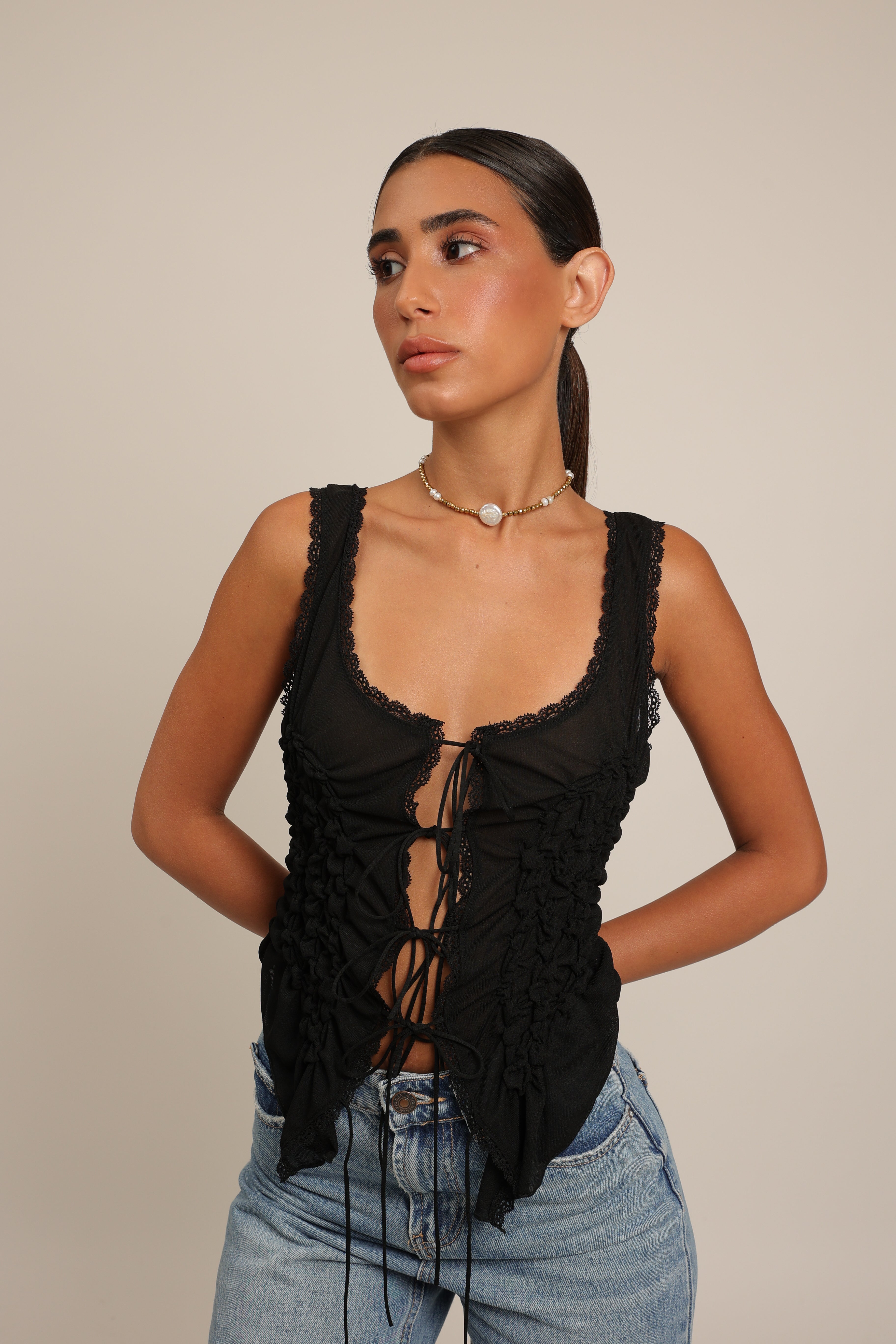 Hematite Choker with Pearls