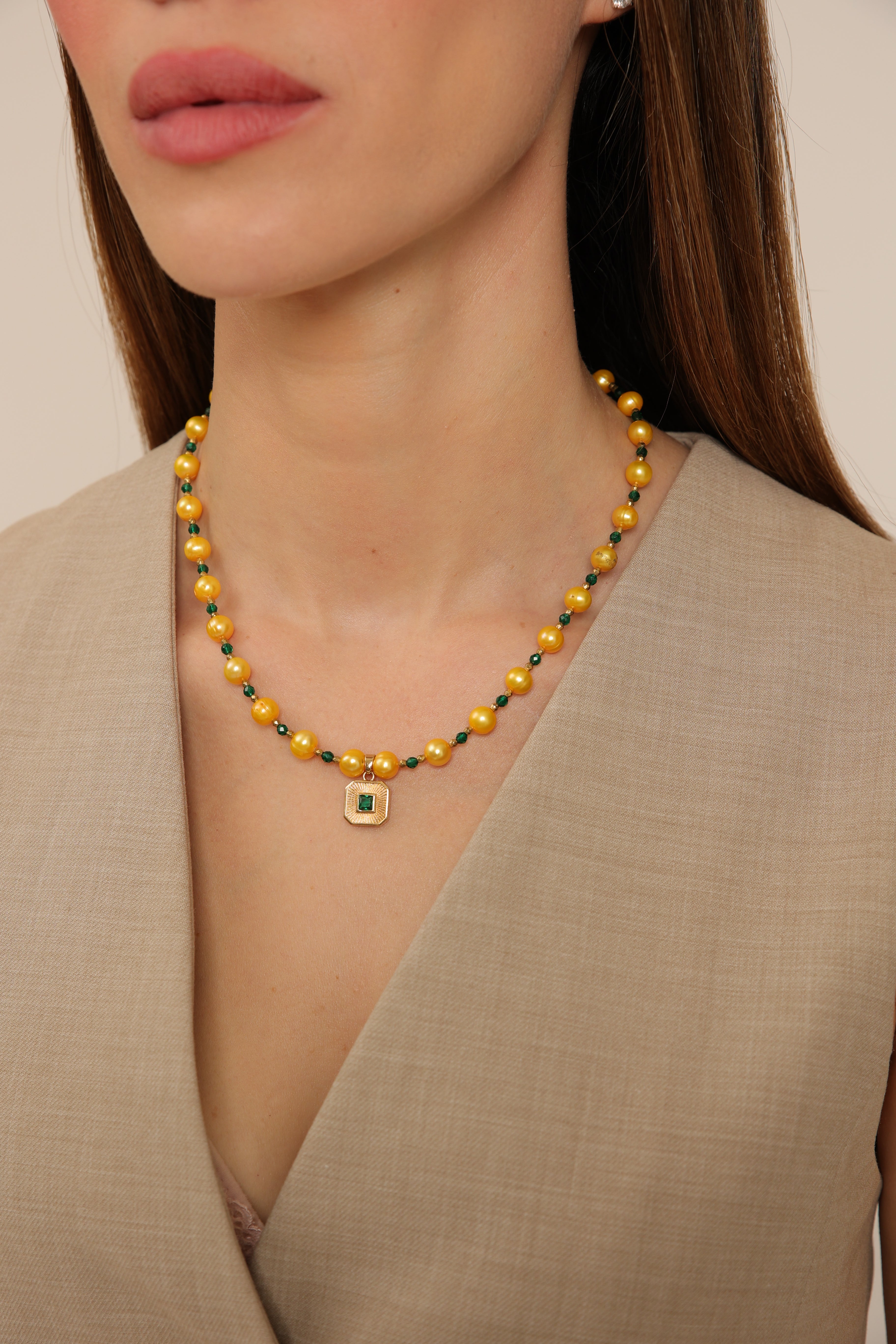 Pearl Necklace with Yellow Pearls