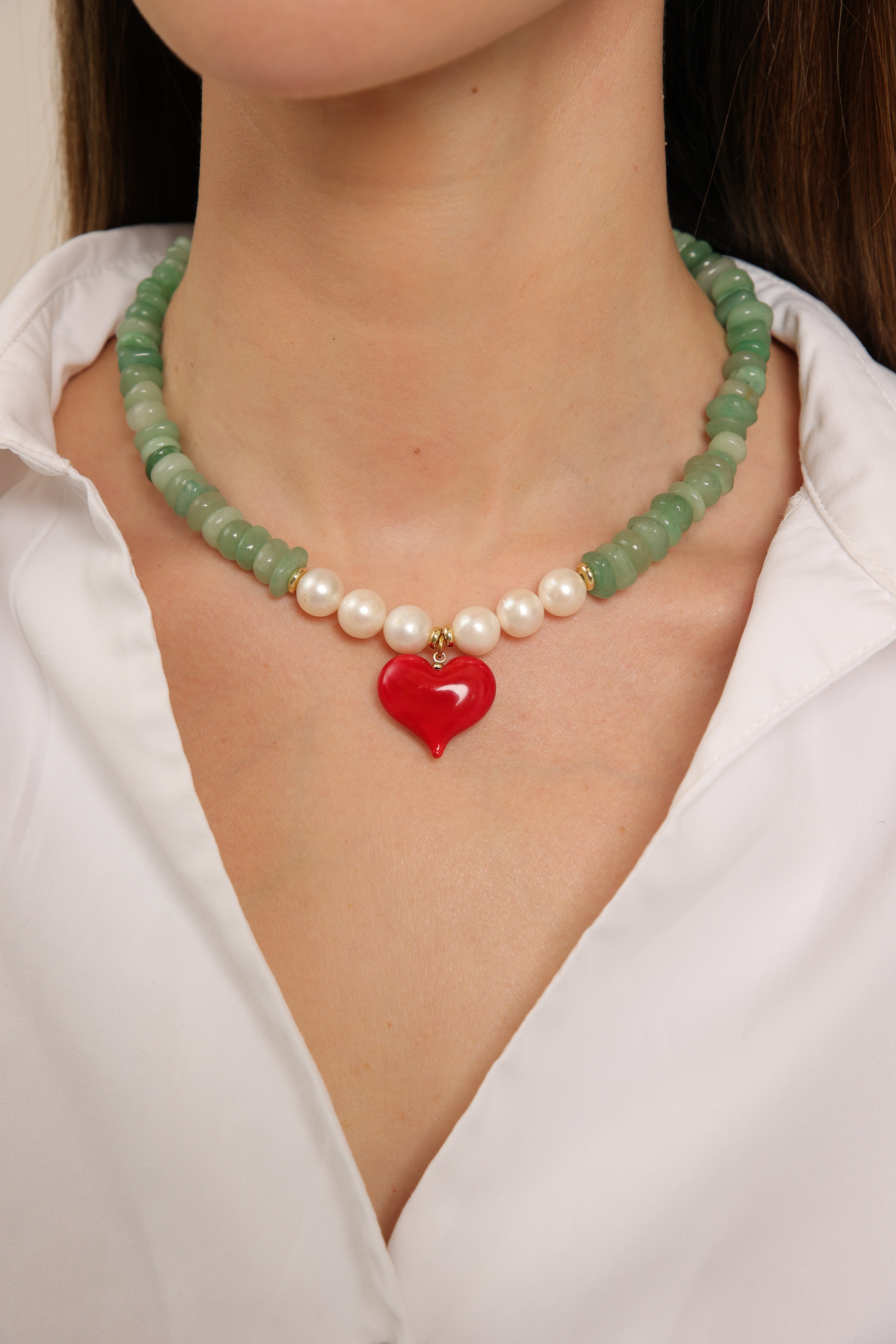 Aventurine and Pearl Choker Necklace