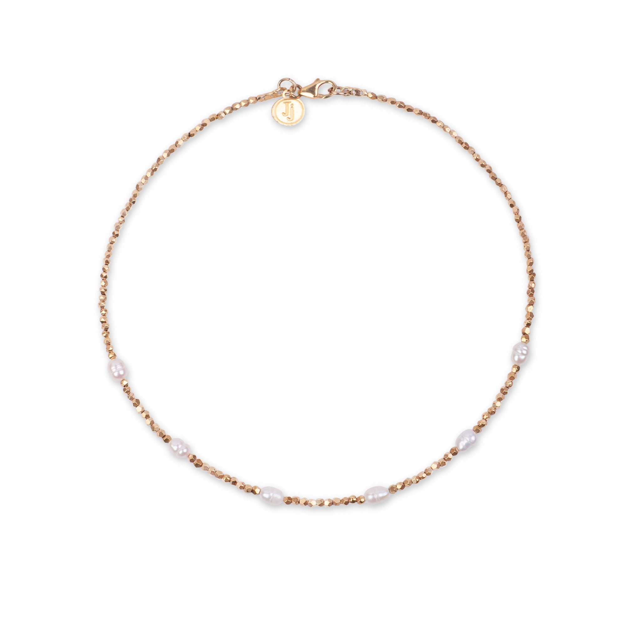 Gargantilla de hematita con perlas de arroz