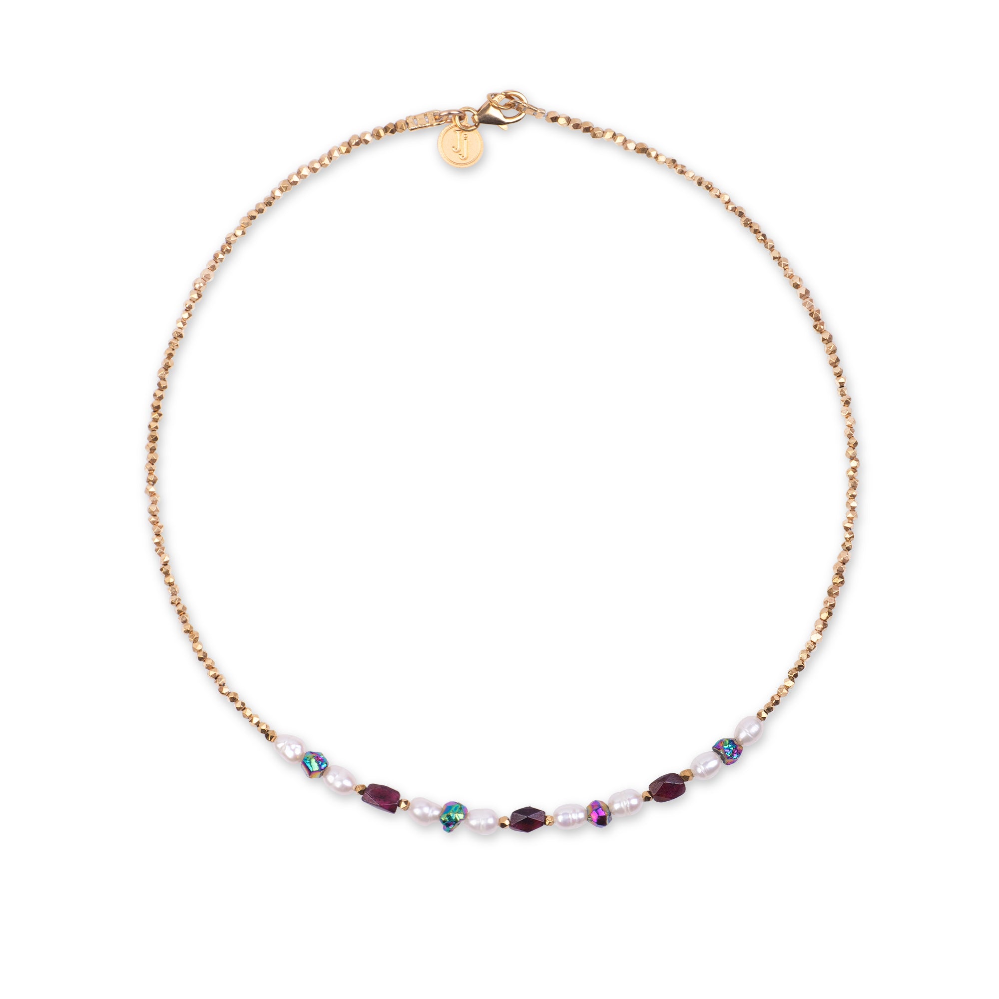 Hematite Choker with Pearl, Pyrite & Garnet