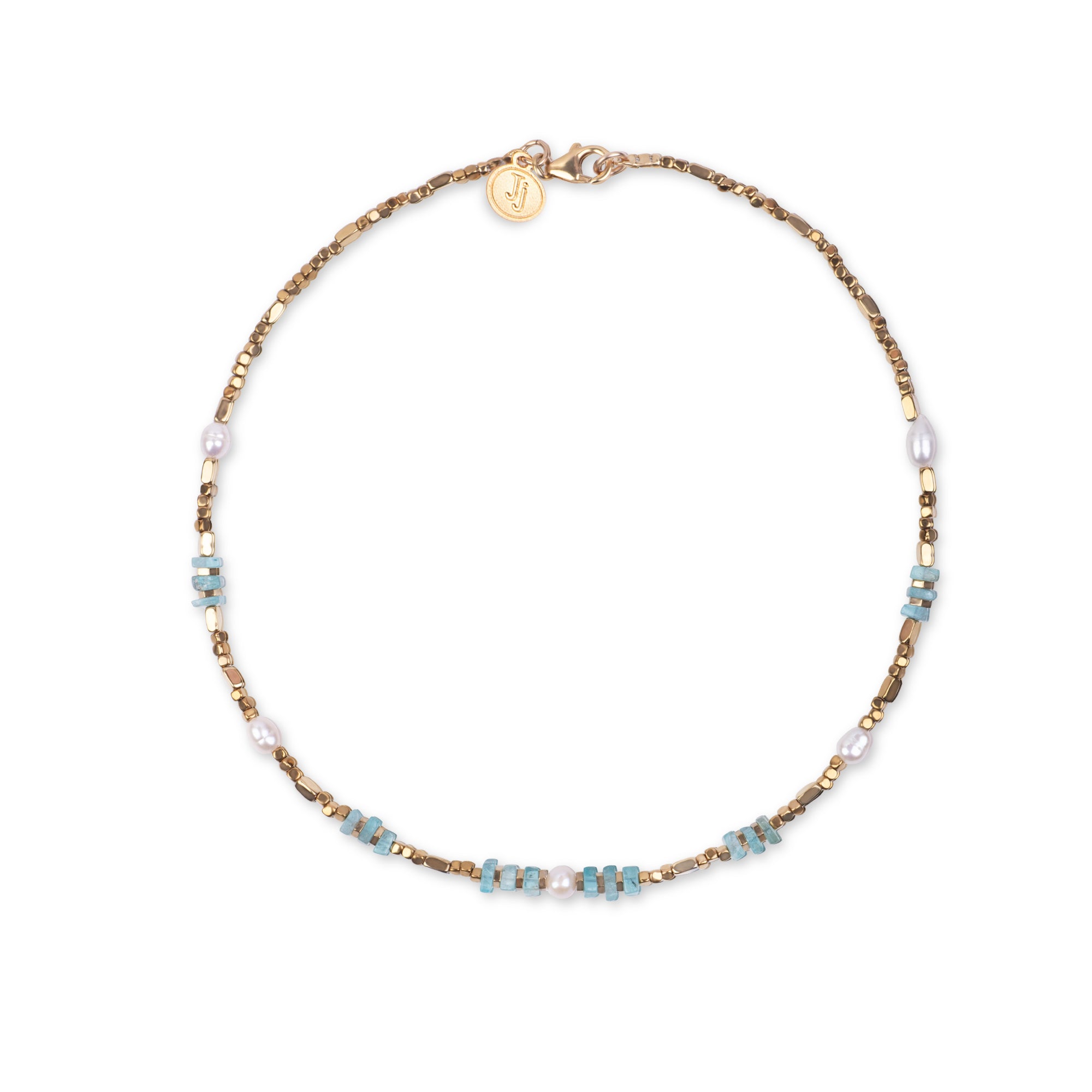 Hematite Choker with Pearl & Blue Apatite