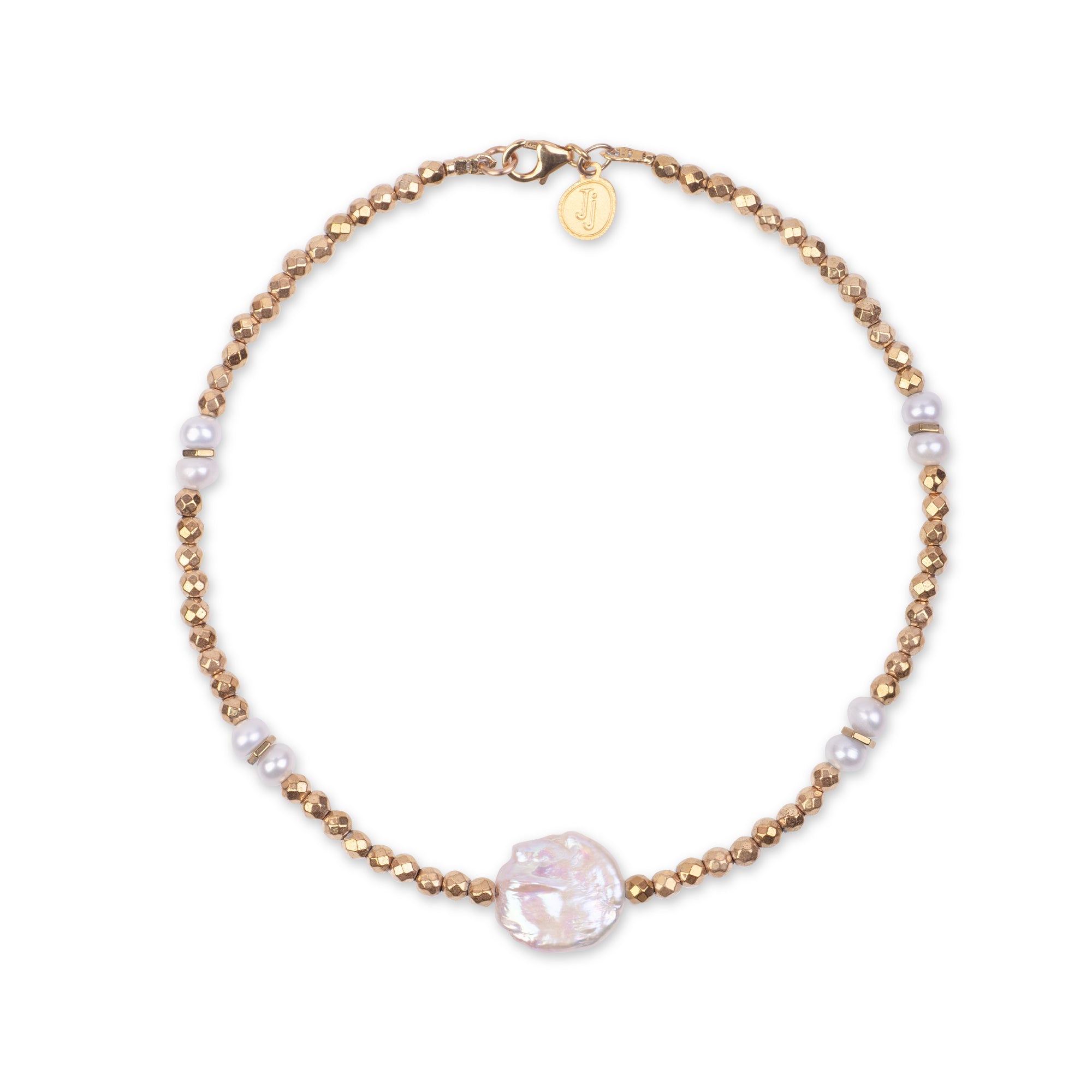 Hematite Choker with Pearls