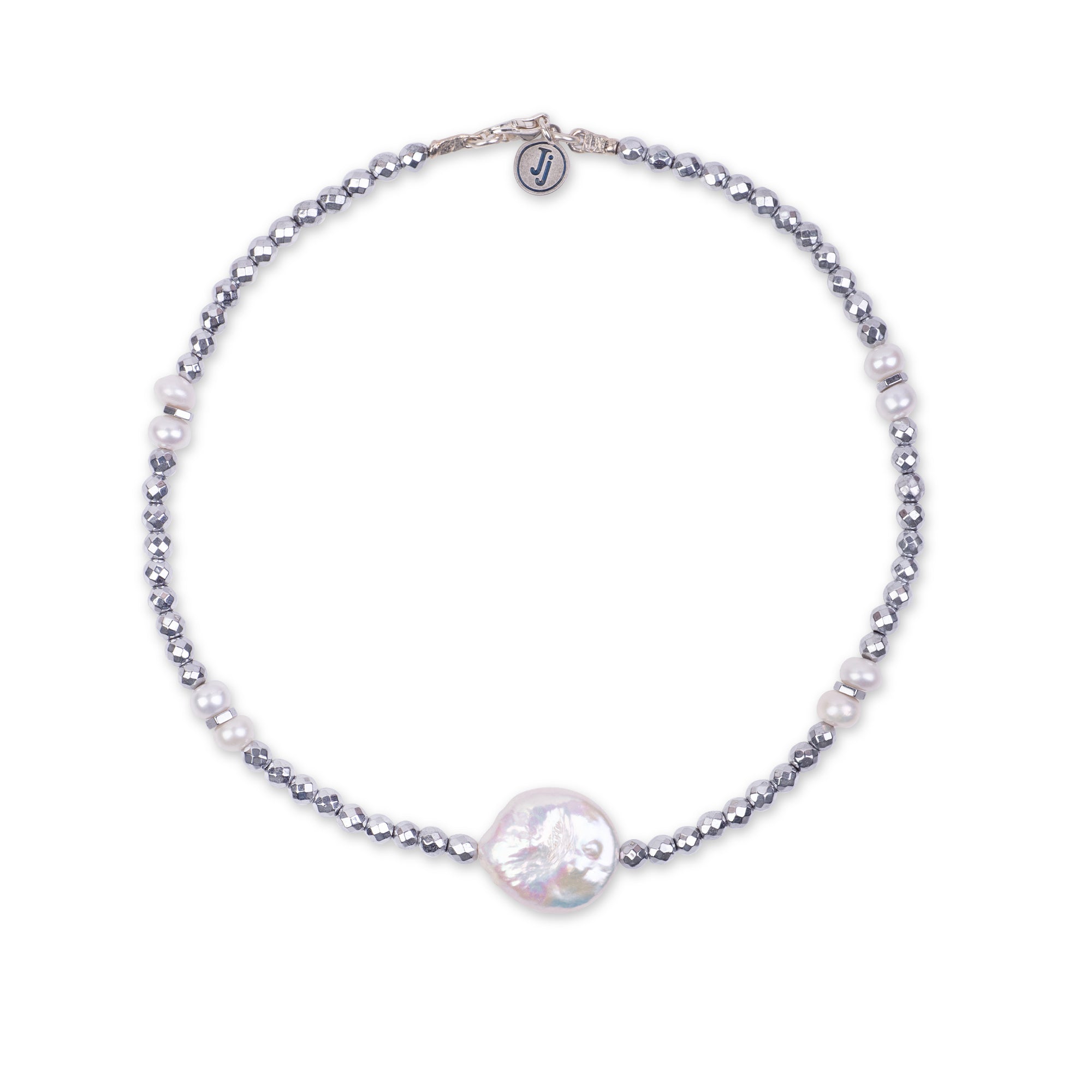 Hematite Choker with Pearls