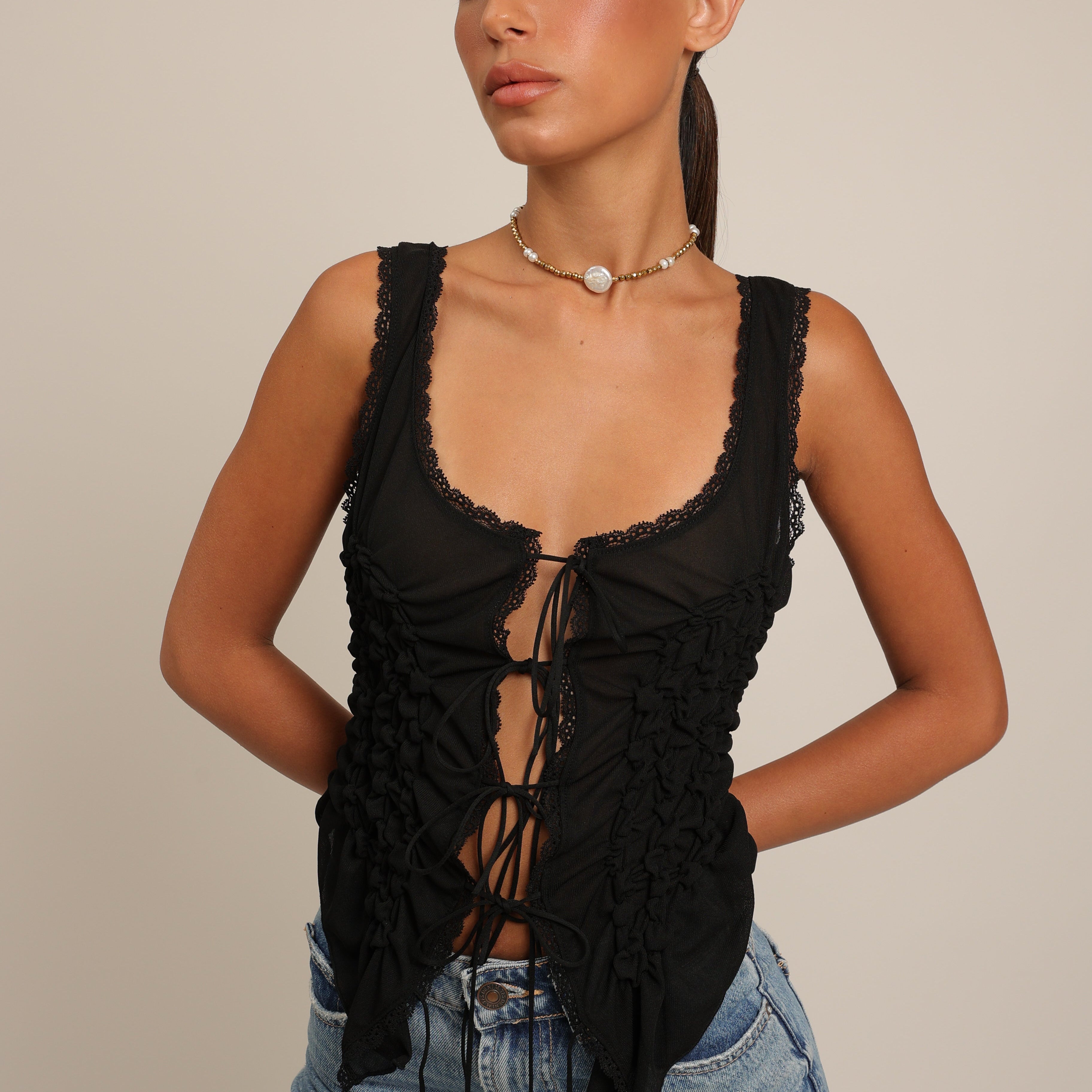 Hematite Choker with Pearls