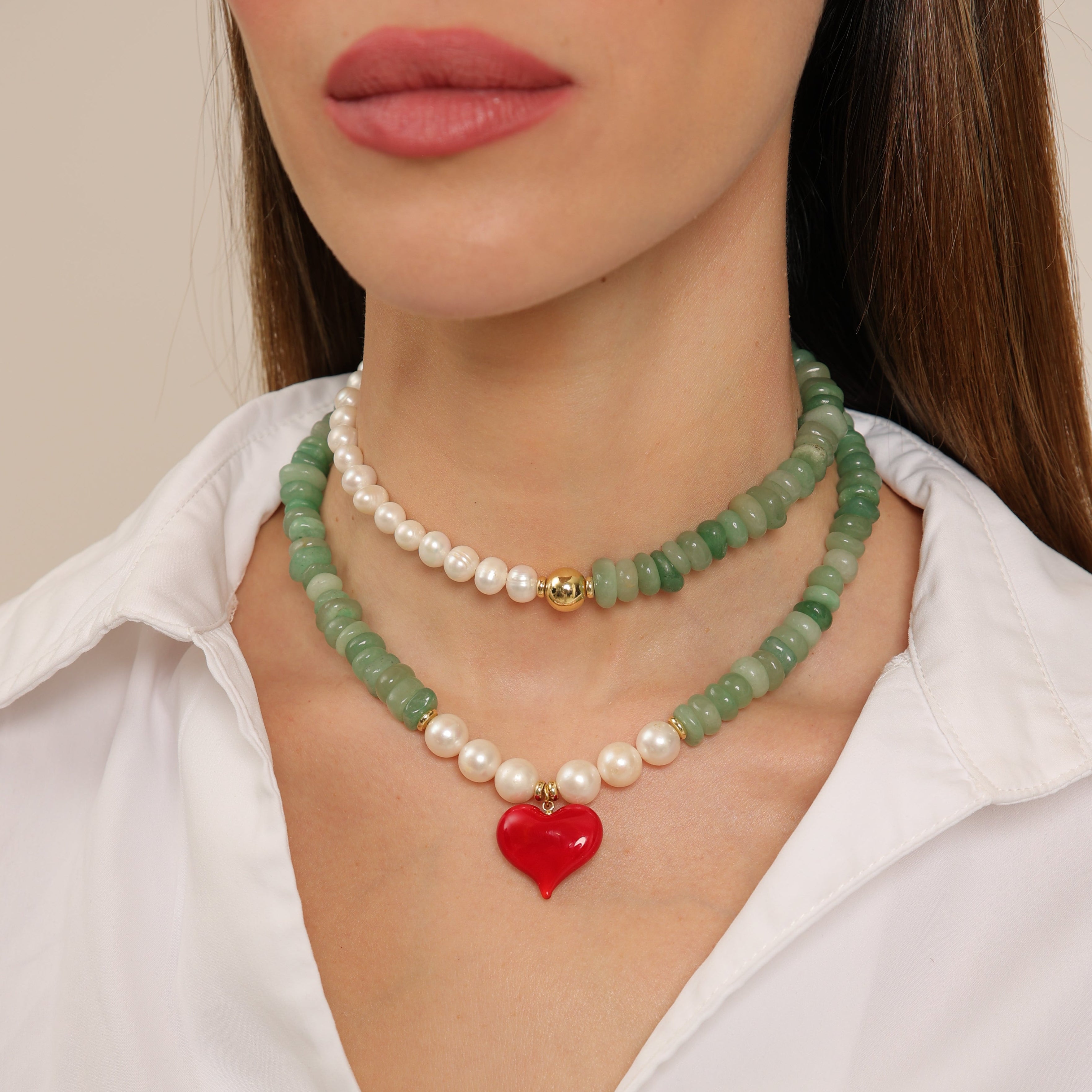 Aventurine and Pearl Choker