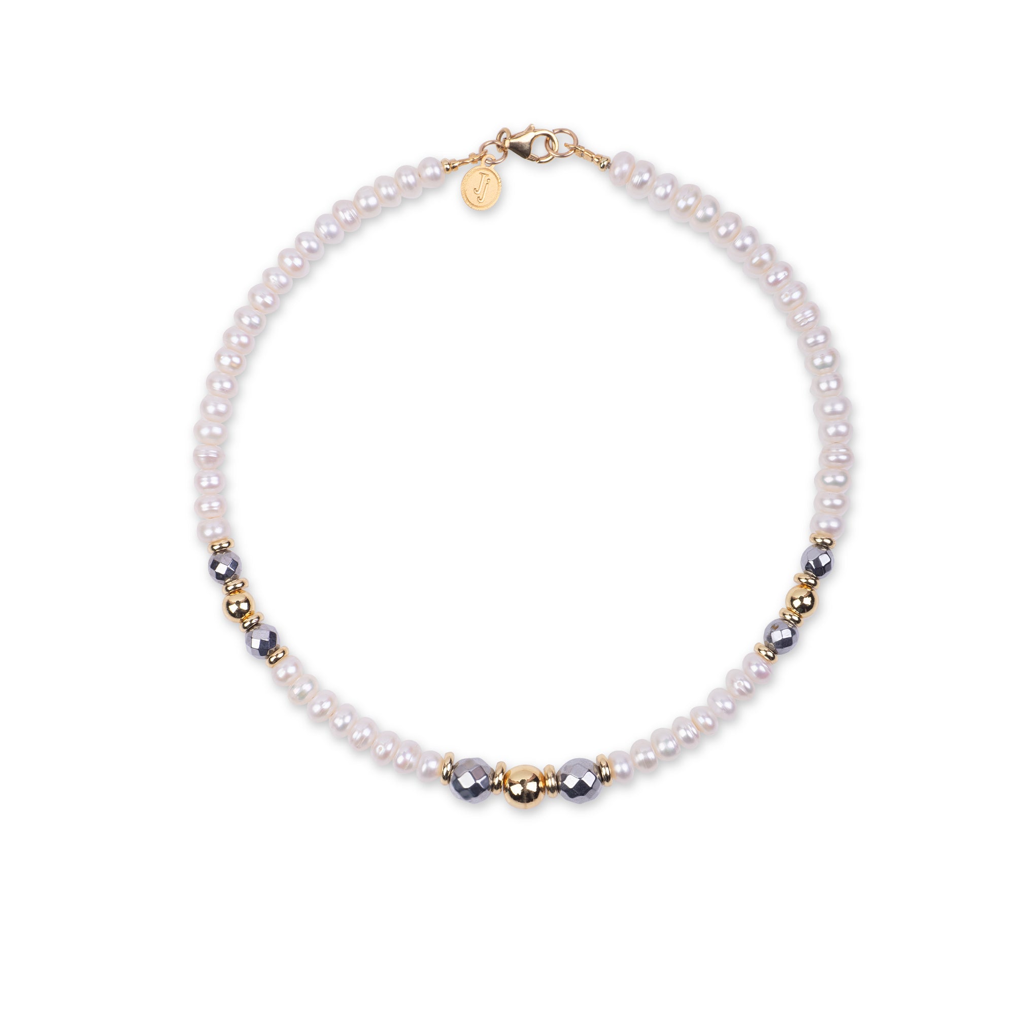 Pearl Choker - Hematite & Spheres