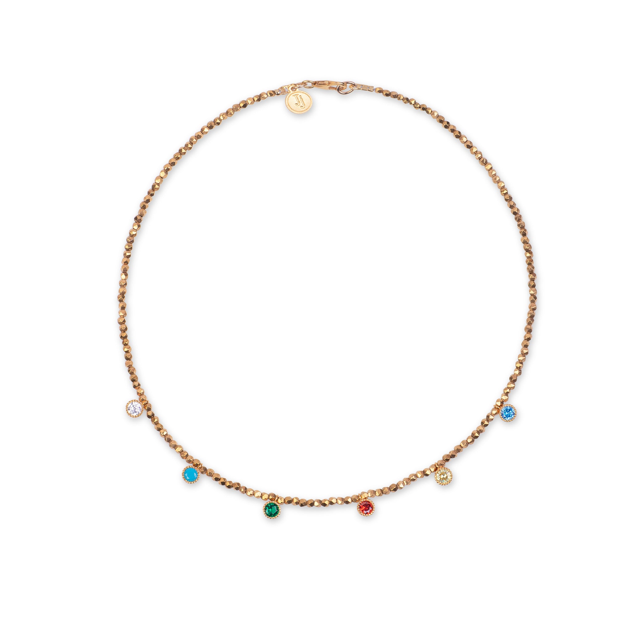 Hematite Choker with Colorful Pendants