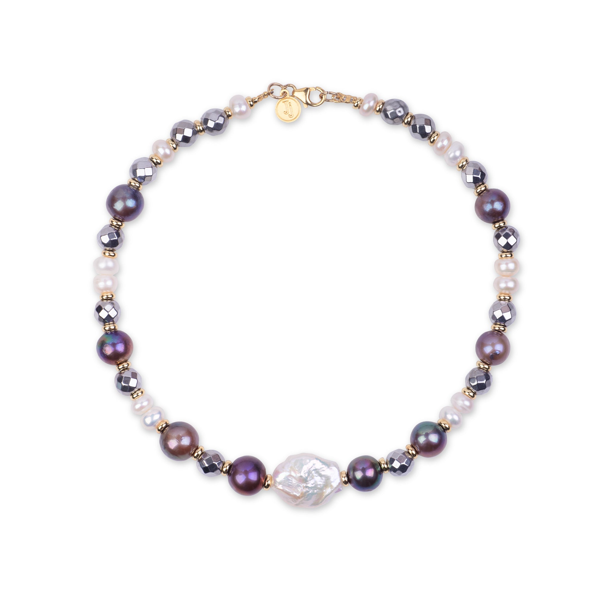 Pearl Choker - Peacock & White Pearls