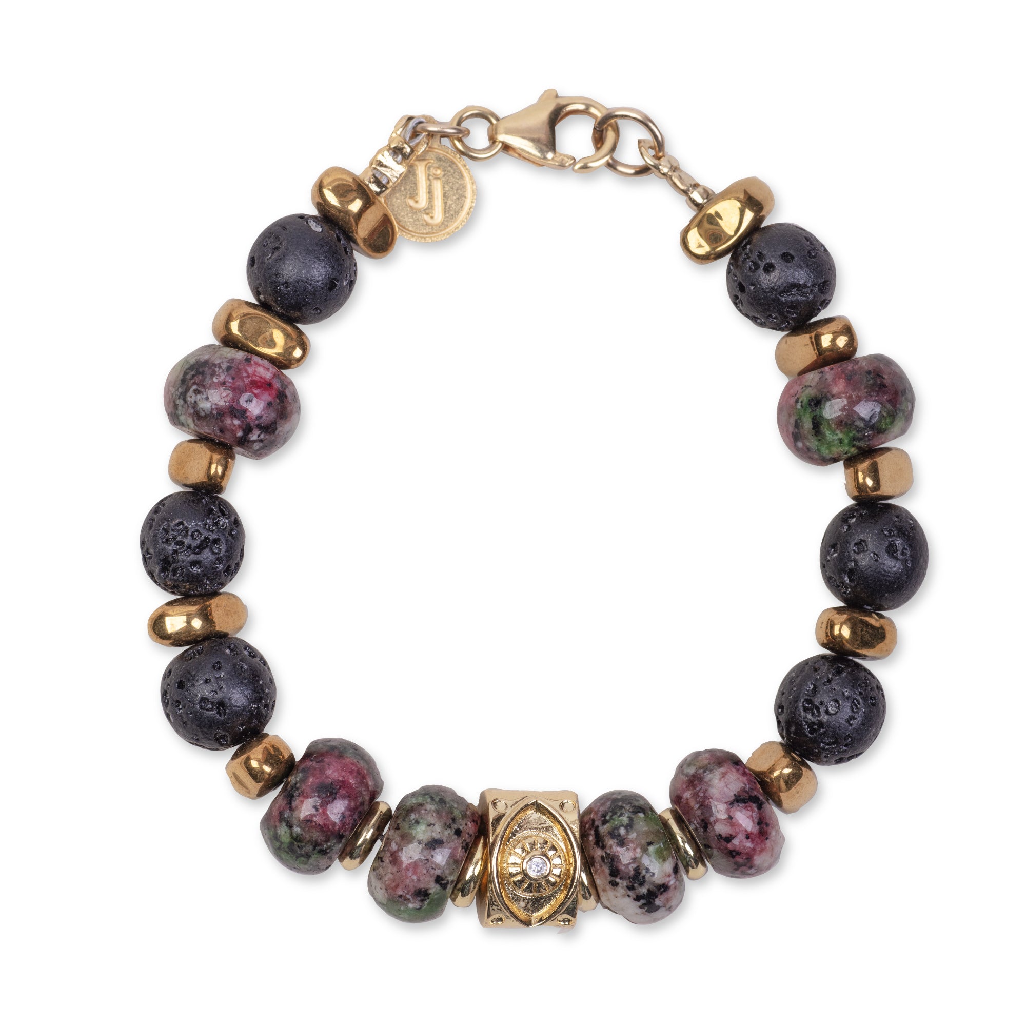 RUBY FUCHSITE BRACELET - FEATURING LAVA STONE