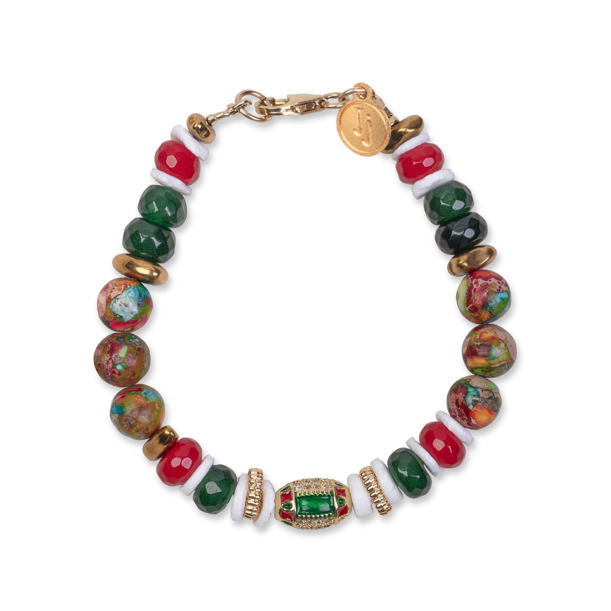 JASPER BRACELET - FEATURING JADE , CORAL & HEMATITE