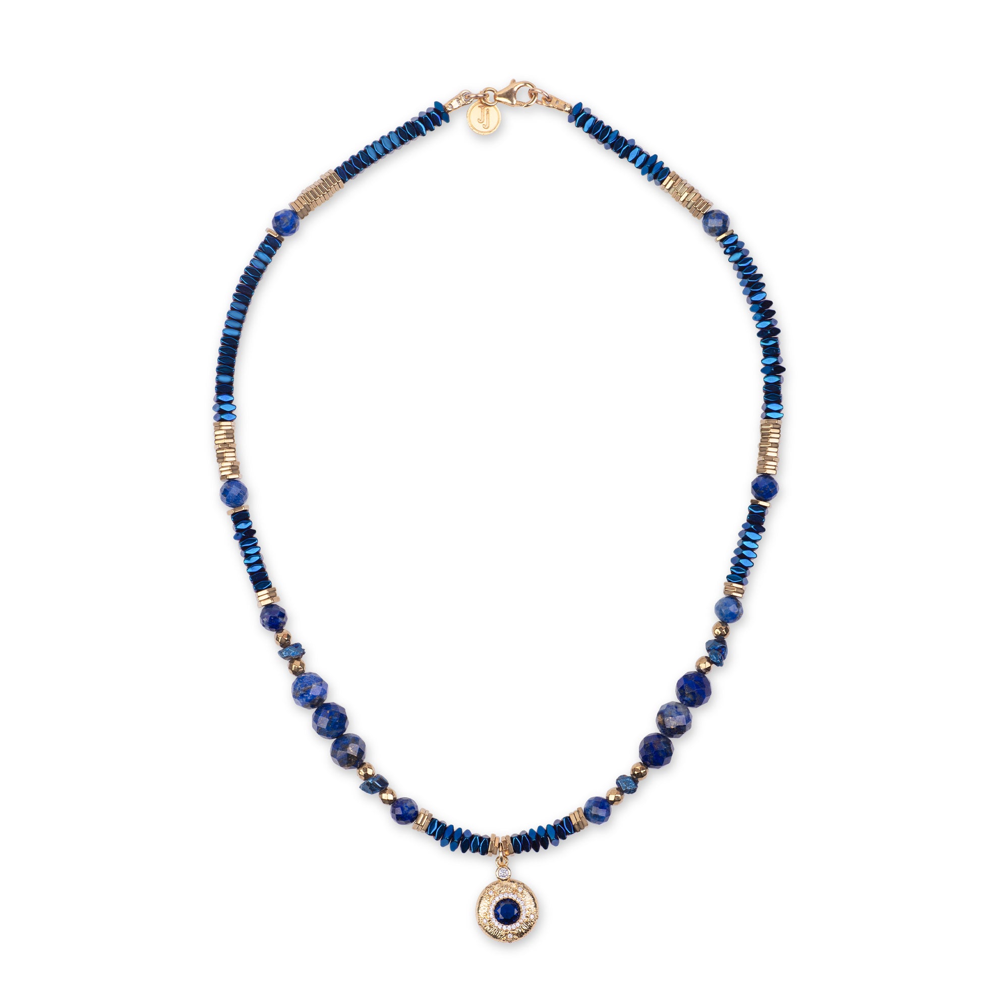 Hematite Necklace with Lapis Lazuli & Pyrite