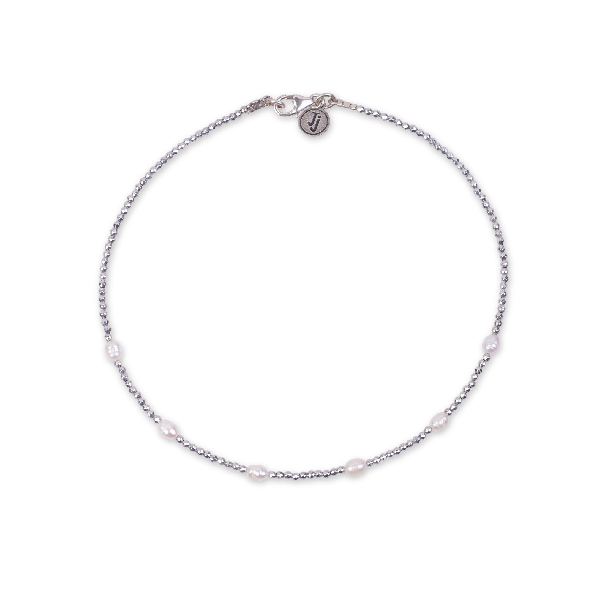 Hematite Choker with Rice Pearls