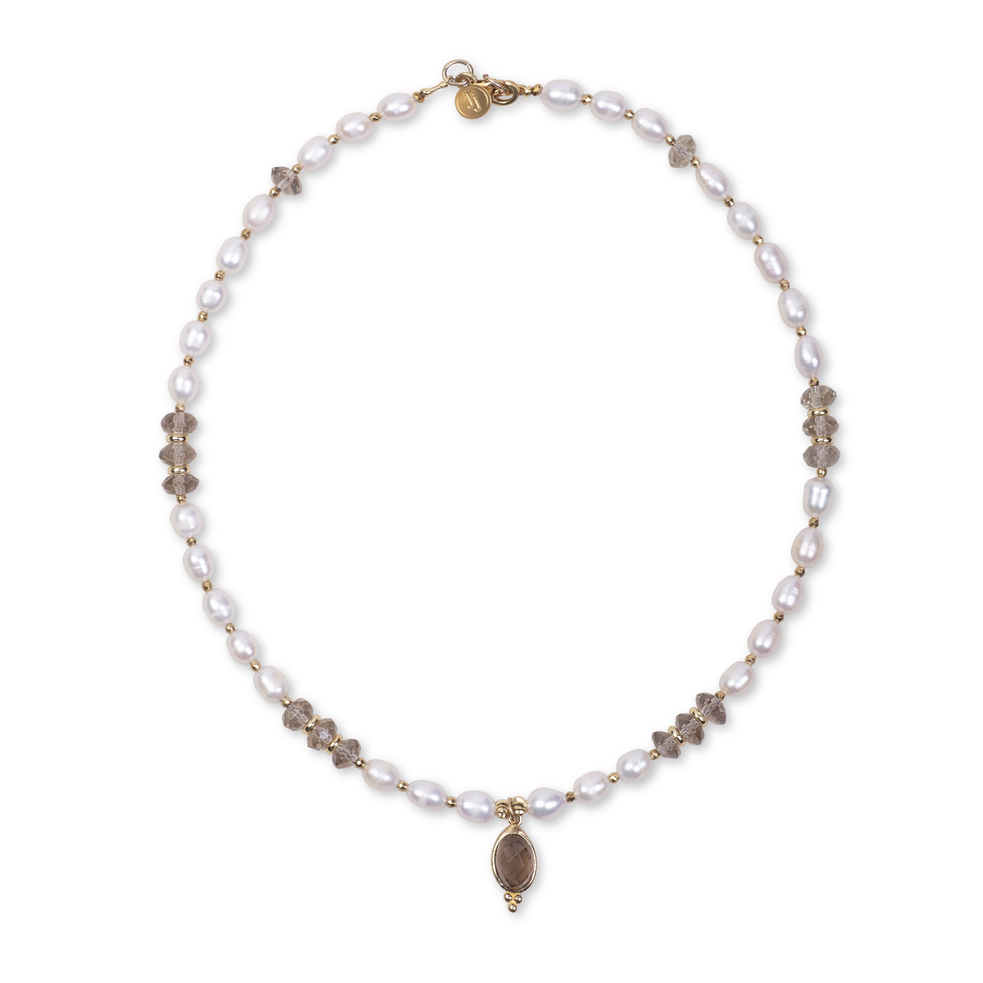 Pearl Necklace with Smoky Quartz