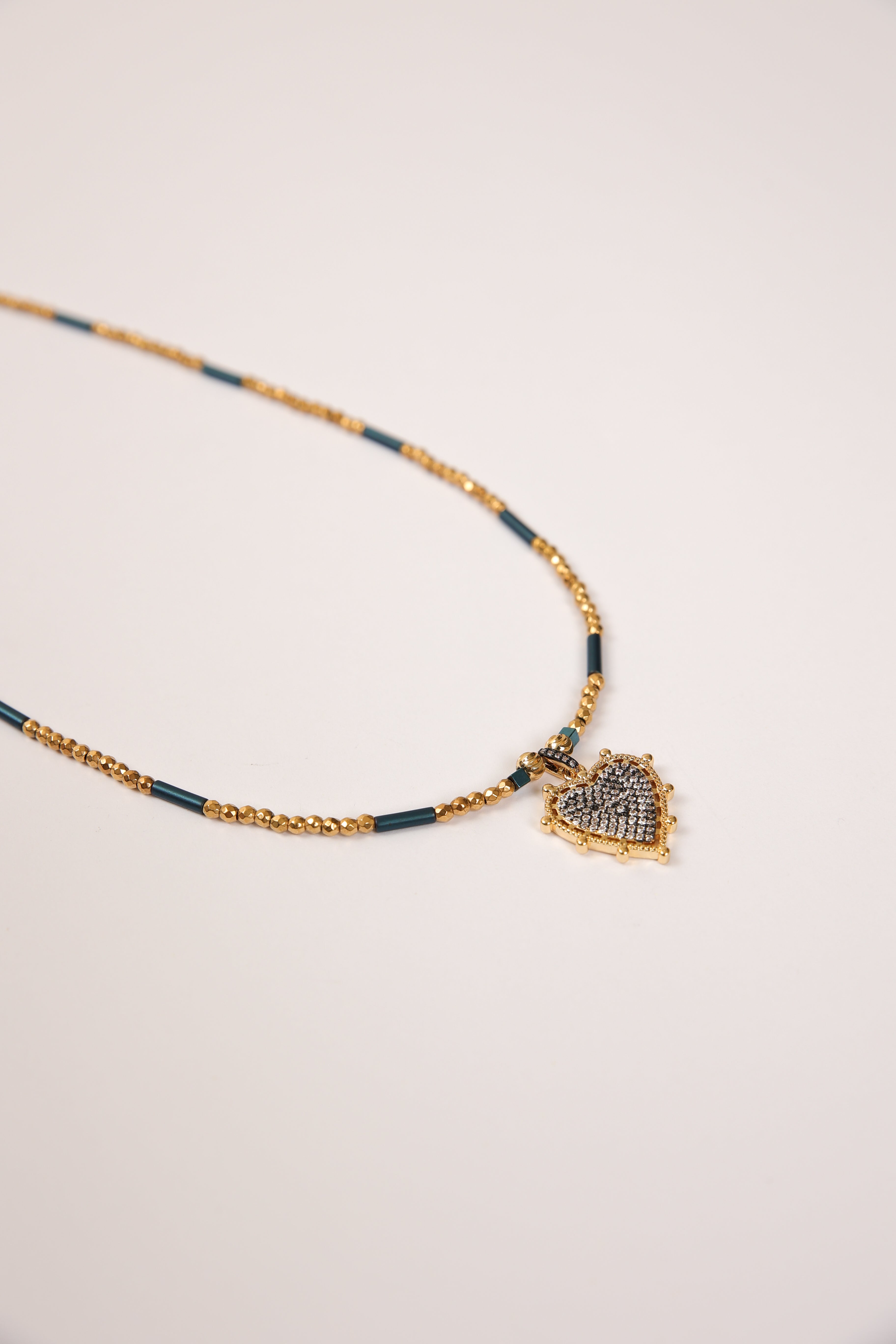 Hematite Necklace - Trio with Heart Pendant