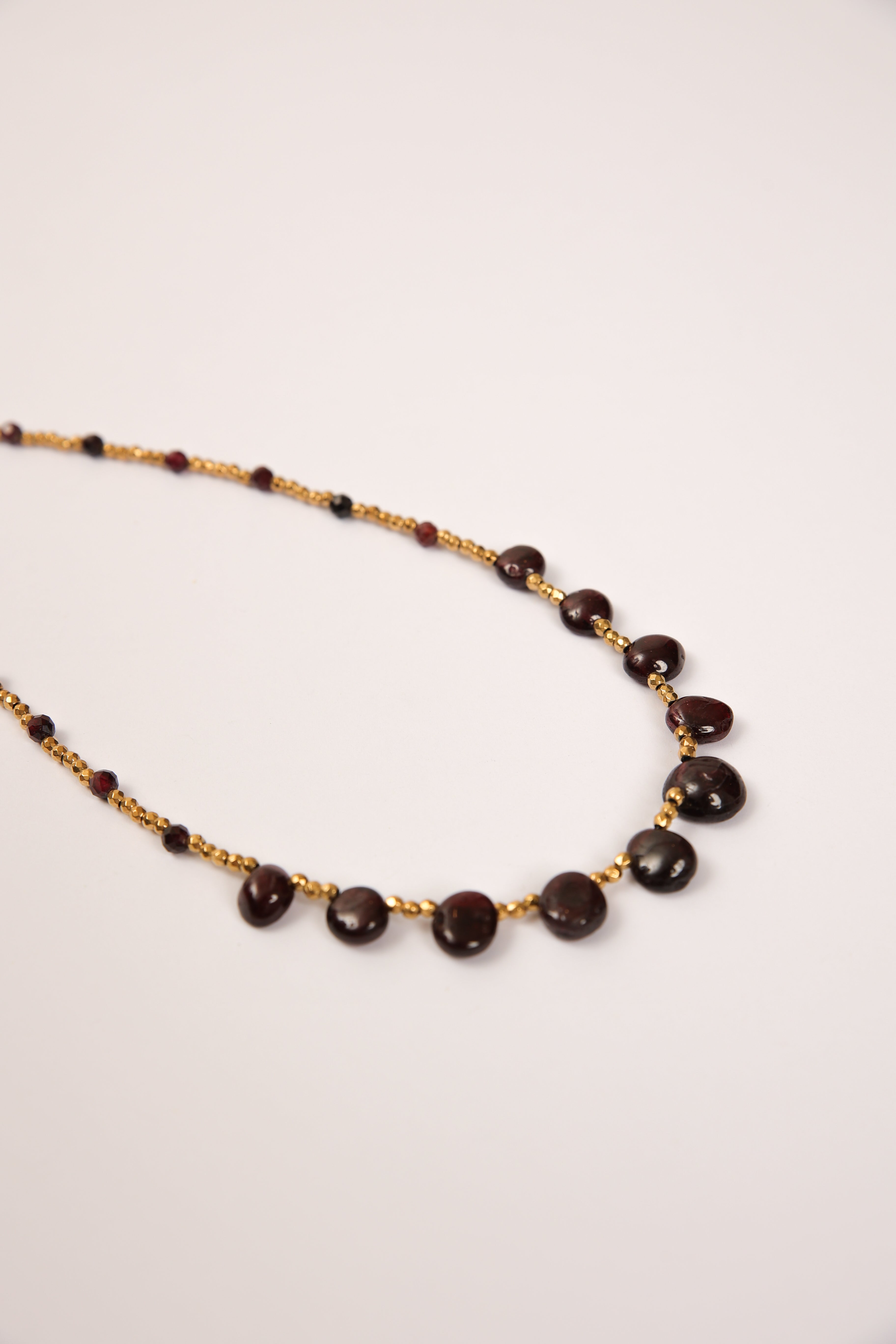 Hematite Necklace - Garnet Pair