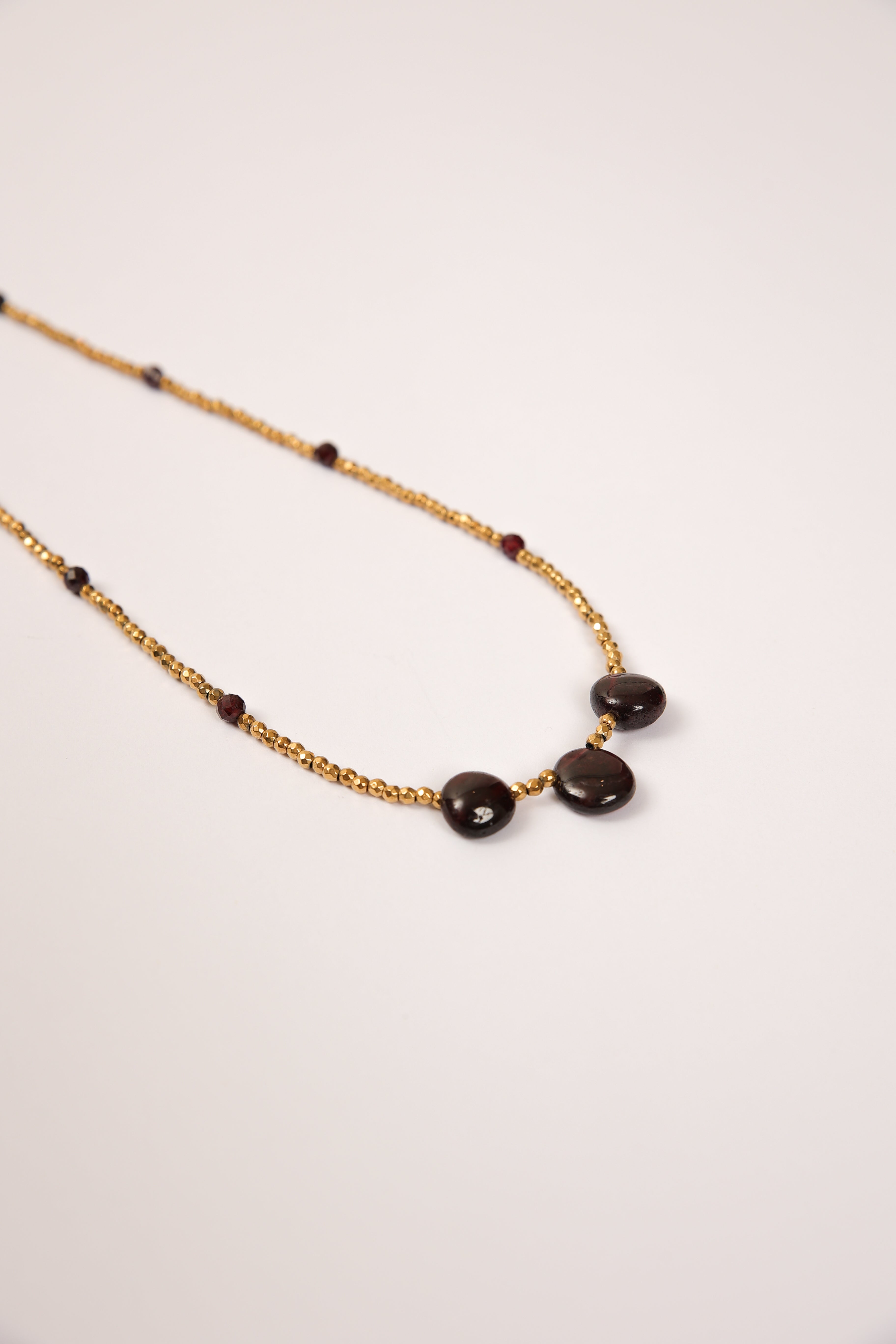 Hematite Necklace - Garnet Pair