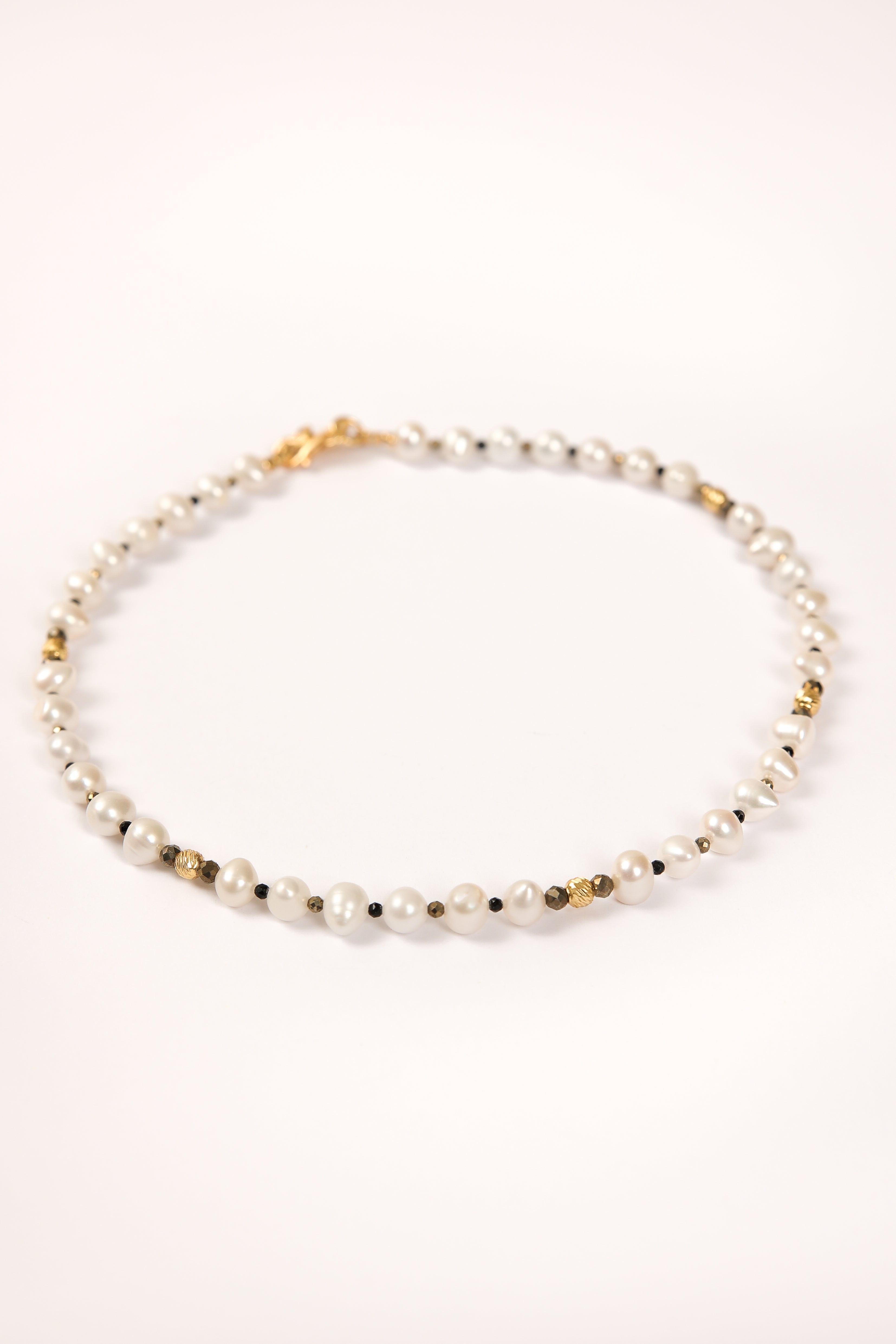 Pearl Choker - Pyrite & Onyx