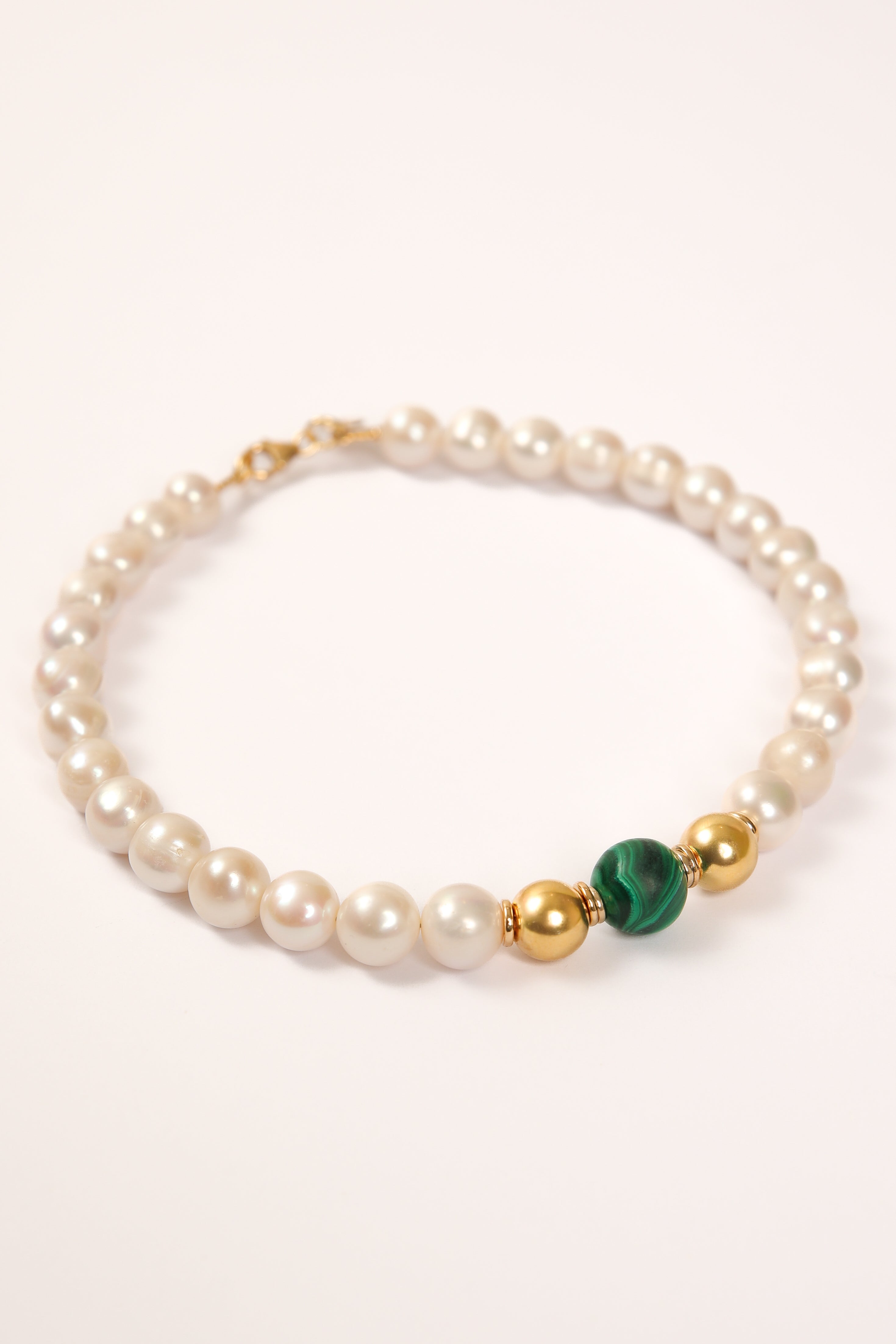 Pearl Necklace with Malachite