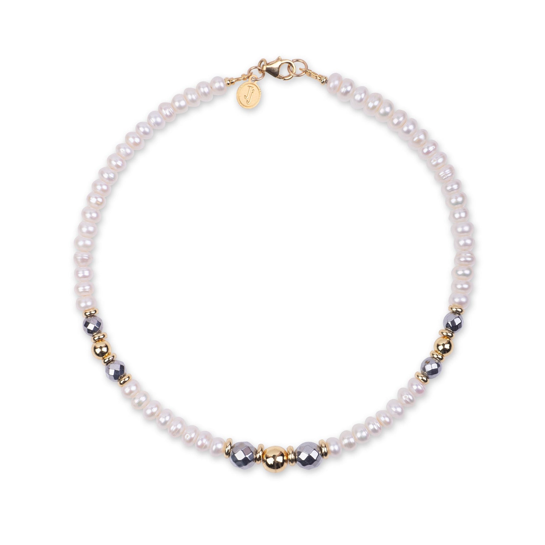 Gargantilla de Perlas - Hematita y Esferas