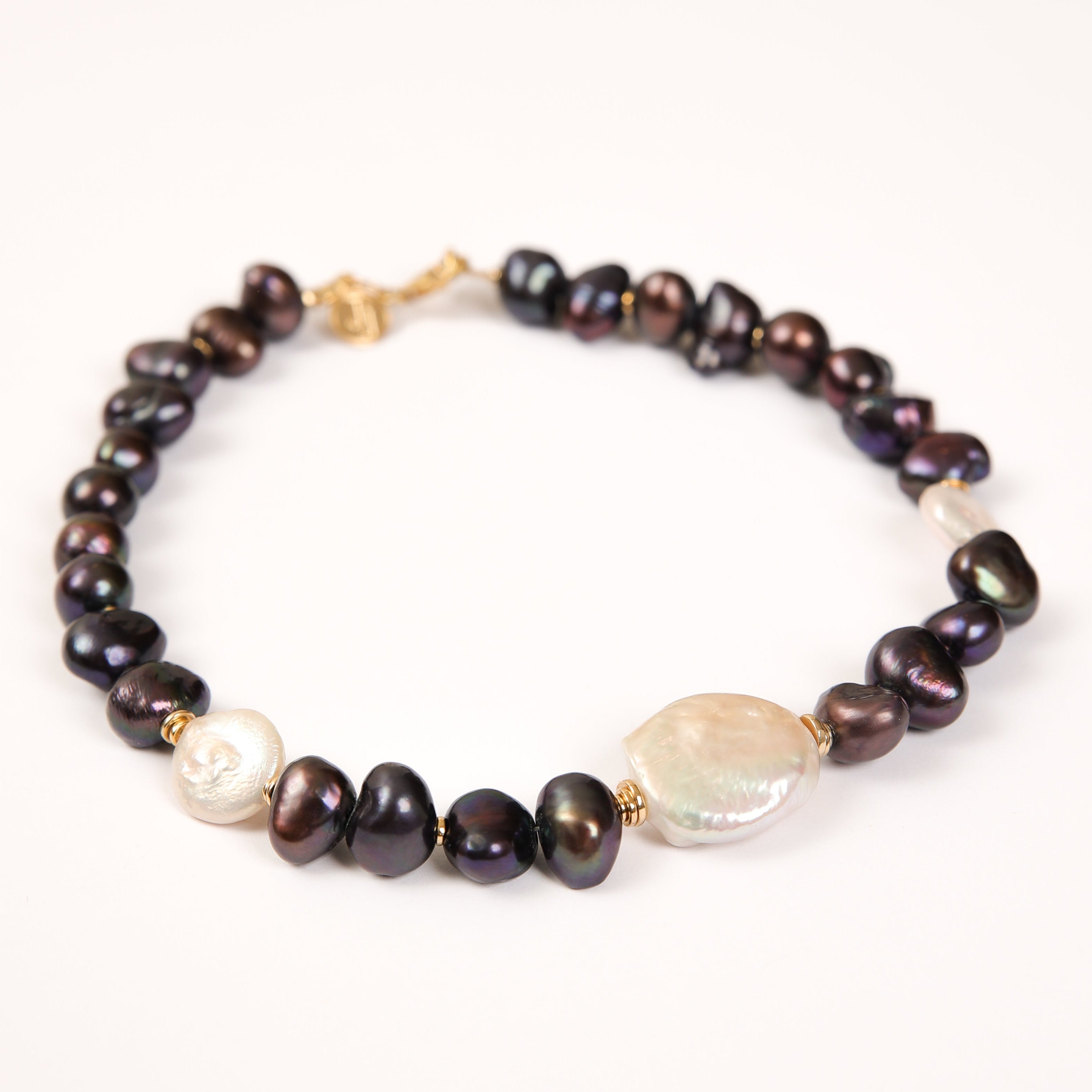 Gargantilla de perlas - Perlas blancas y negras 