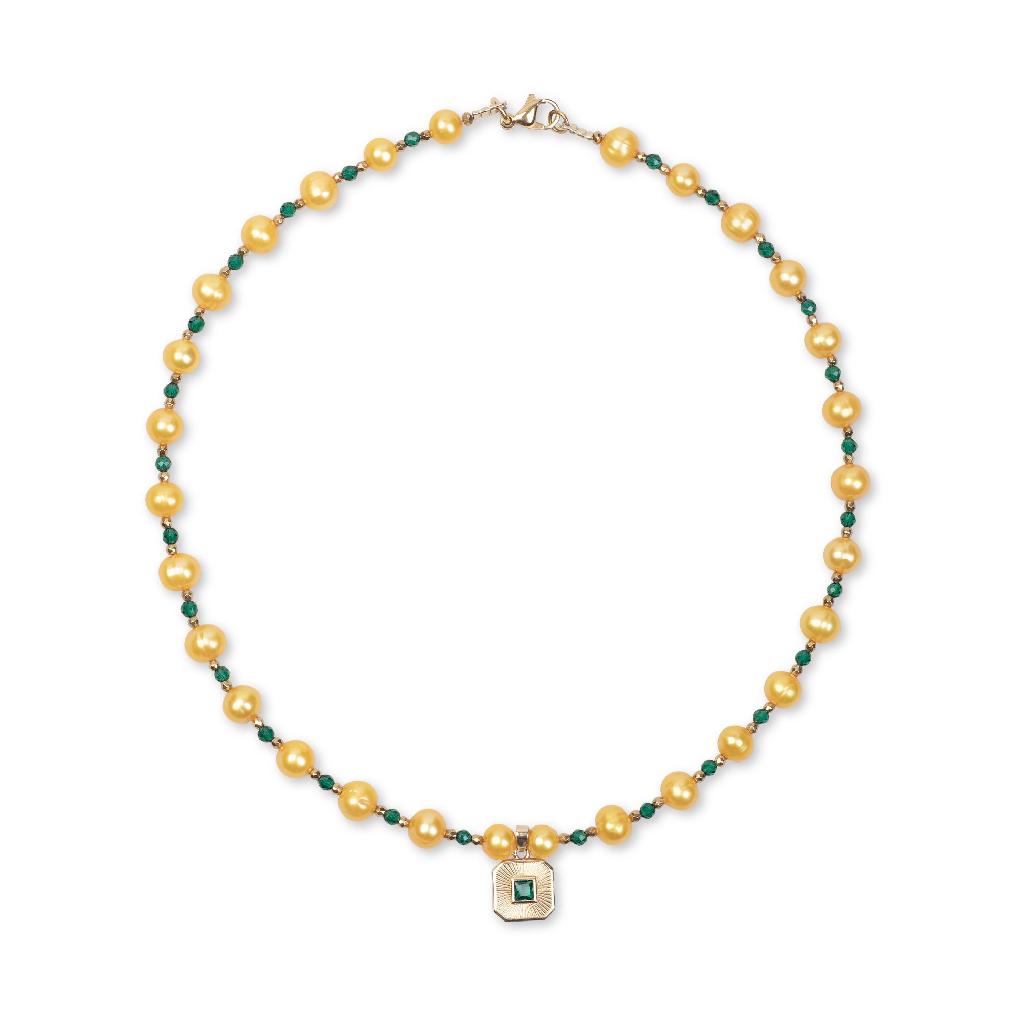 Collar de perlas con perlas amarillas