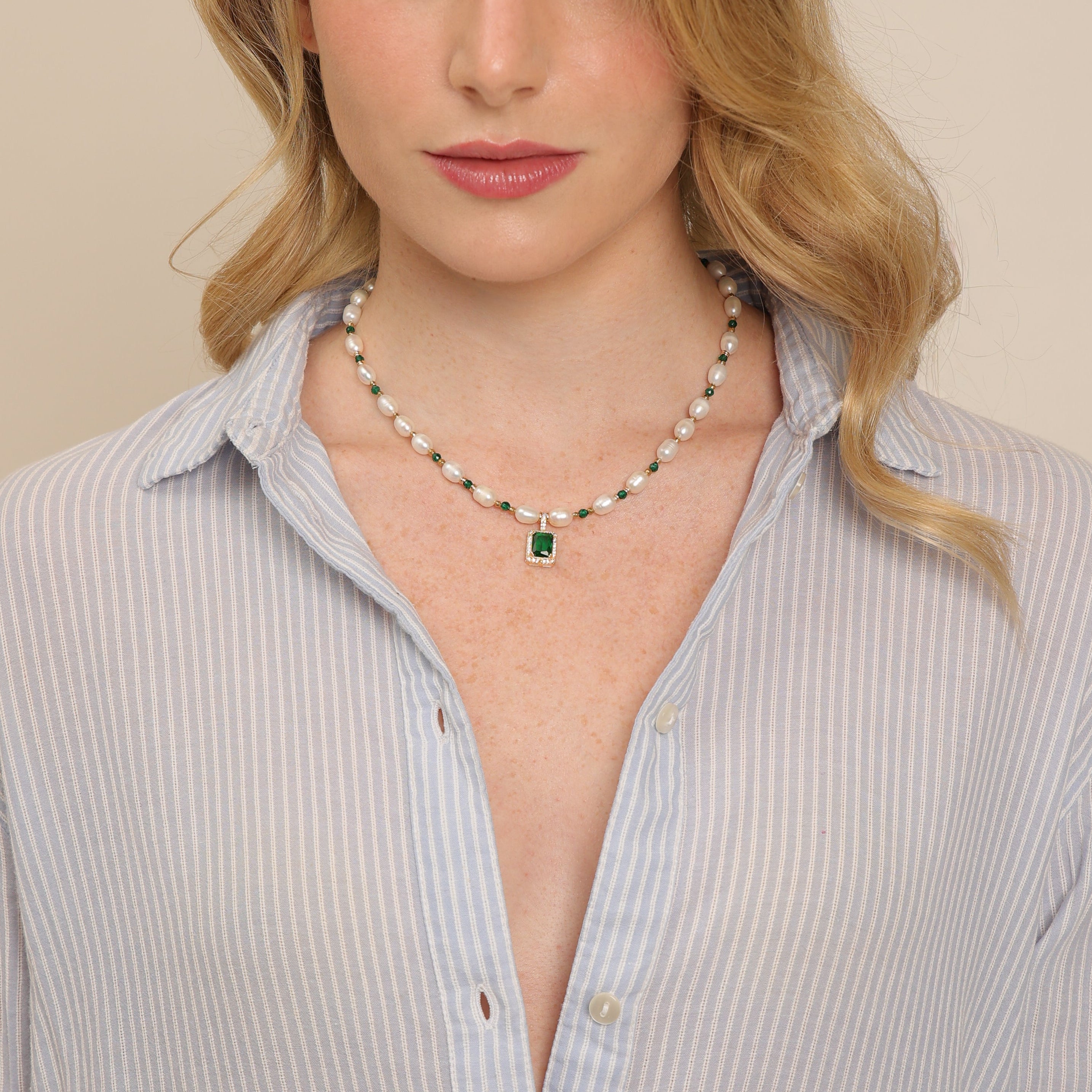 Collar de perlas de jade y hematita