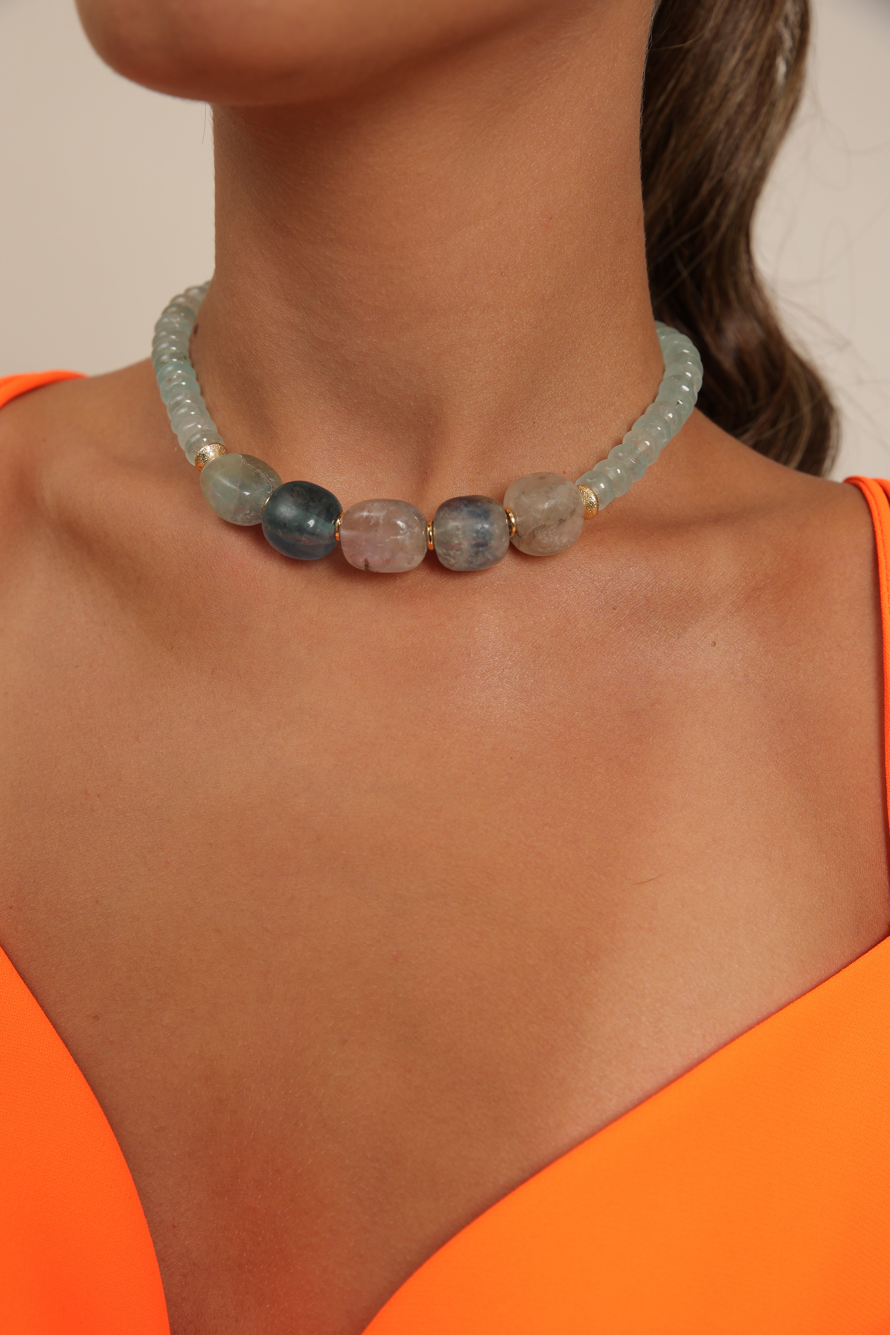 Fluorite and Chalcedony Choker