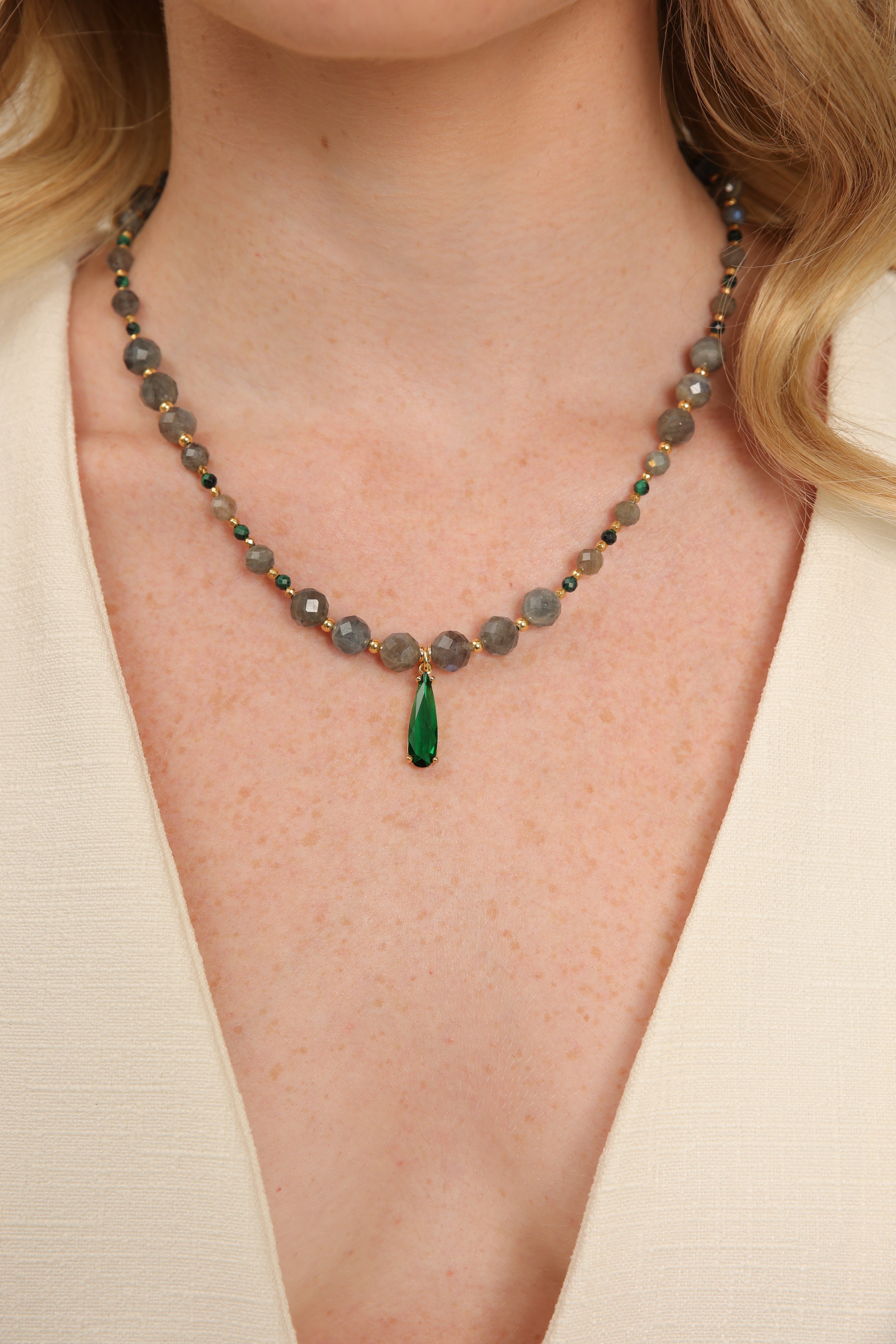 Labradorite and Malachite Necklace