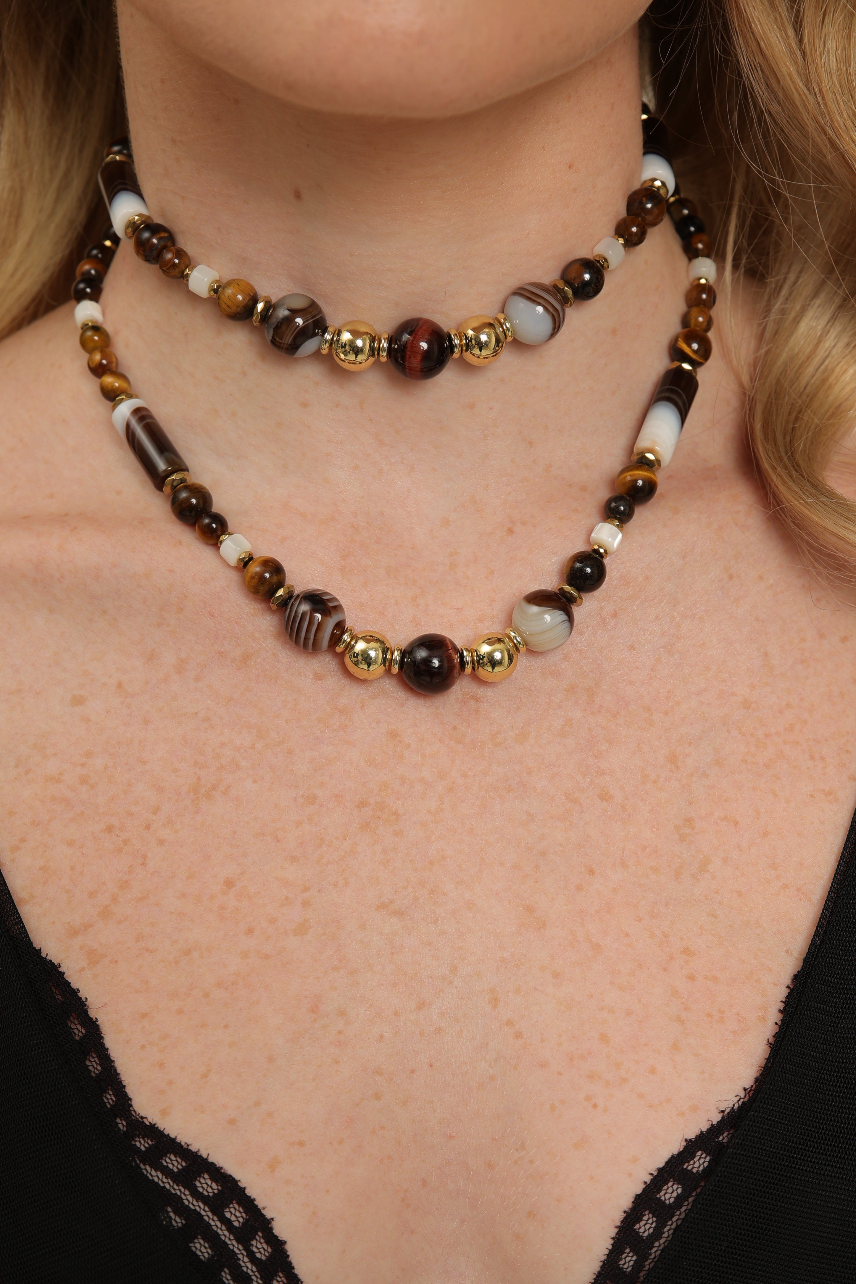 Agate and Tiger Eye Choker