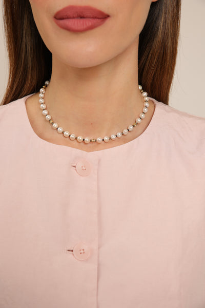 Pearl Choker - Pyrite & Onyx