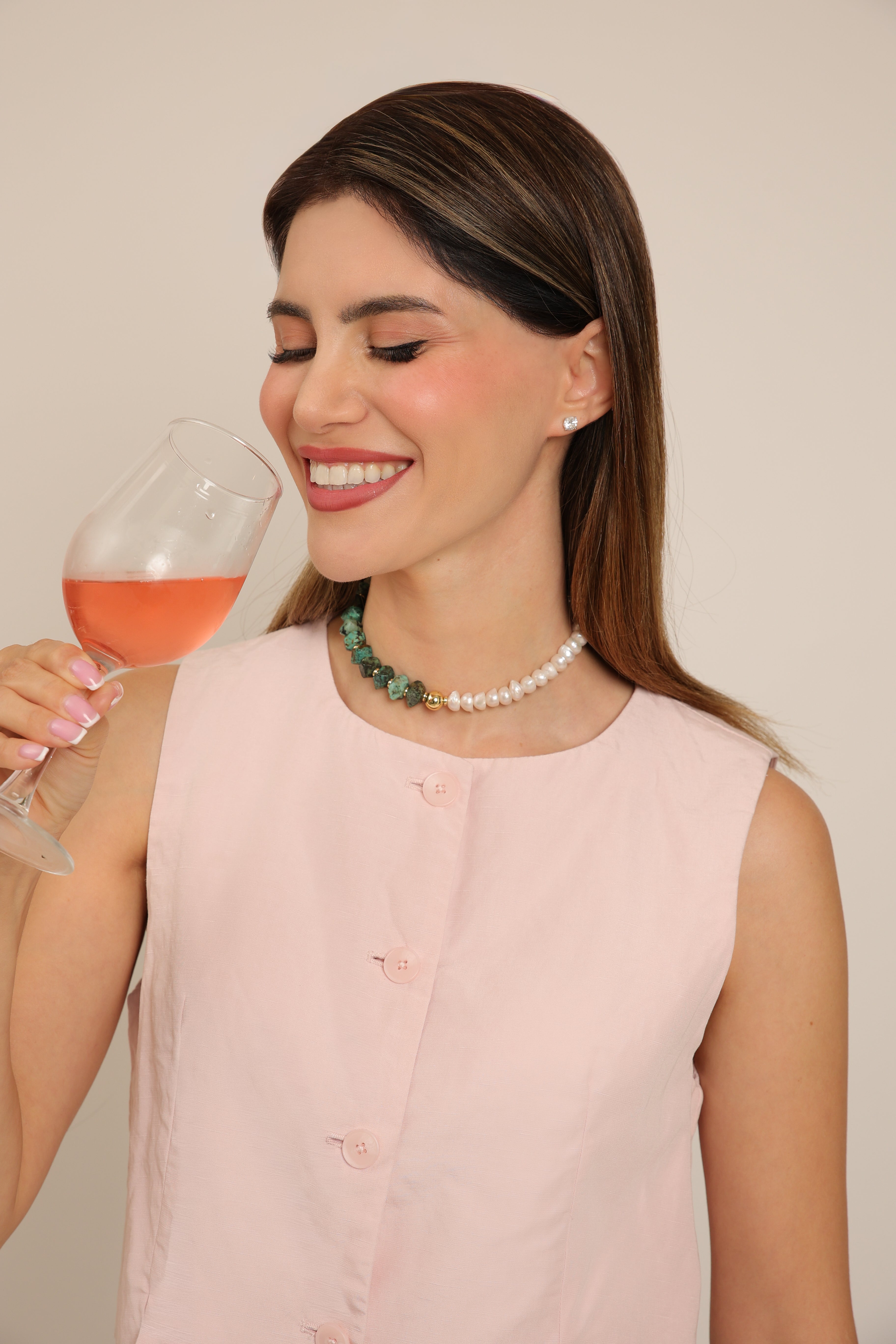 Pearl Necklace with Turquoise