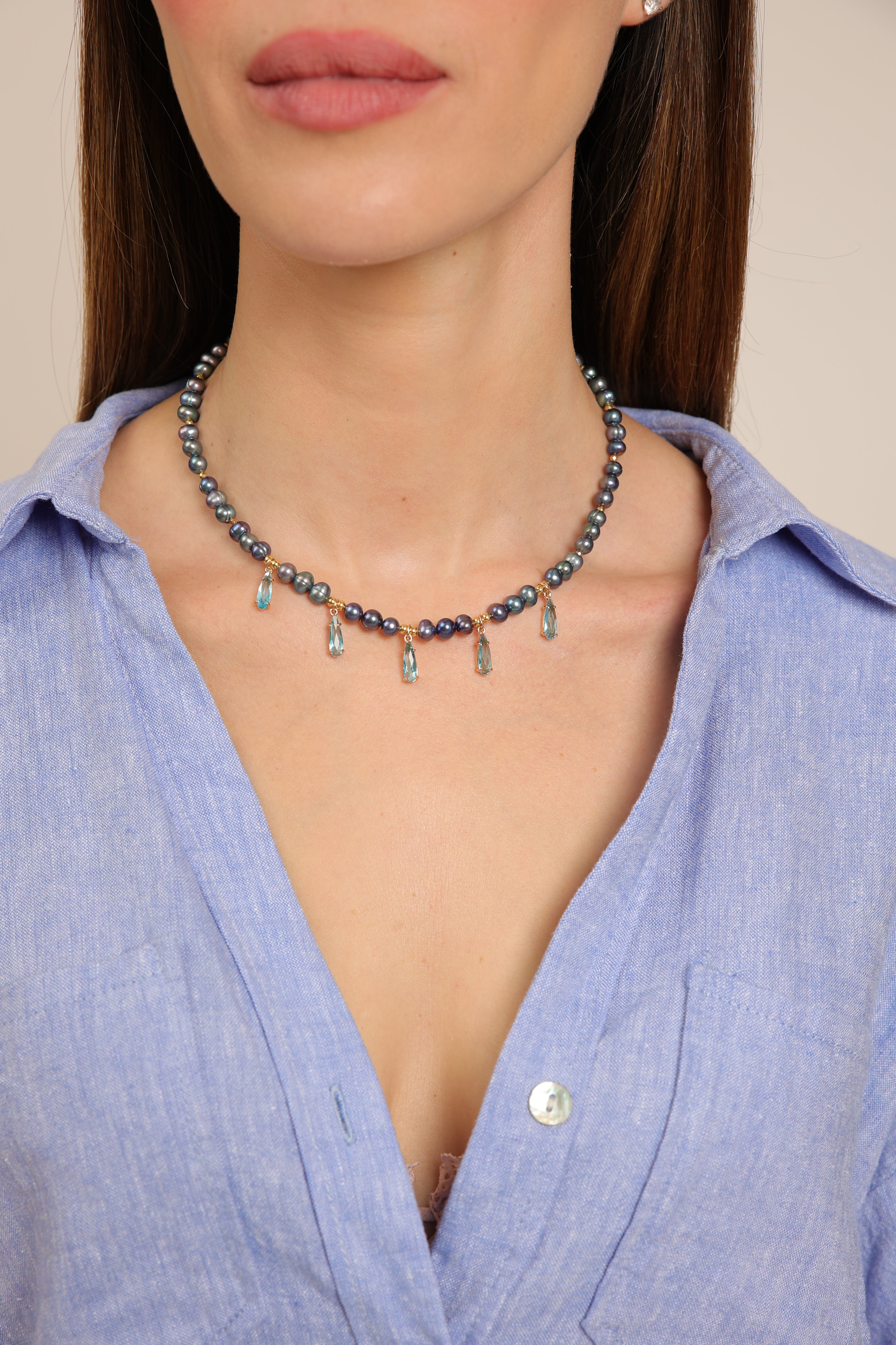 Pearl Necklace with Peacock Pearls
