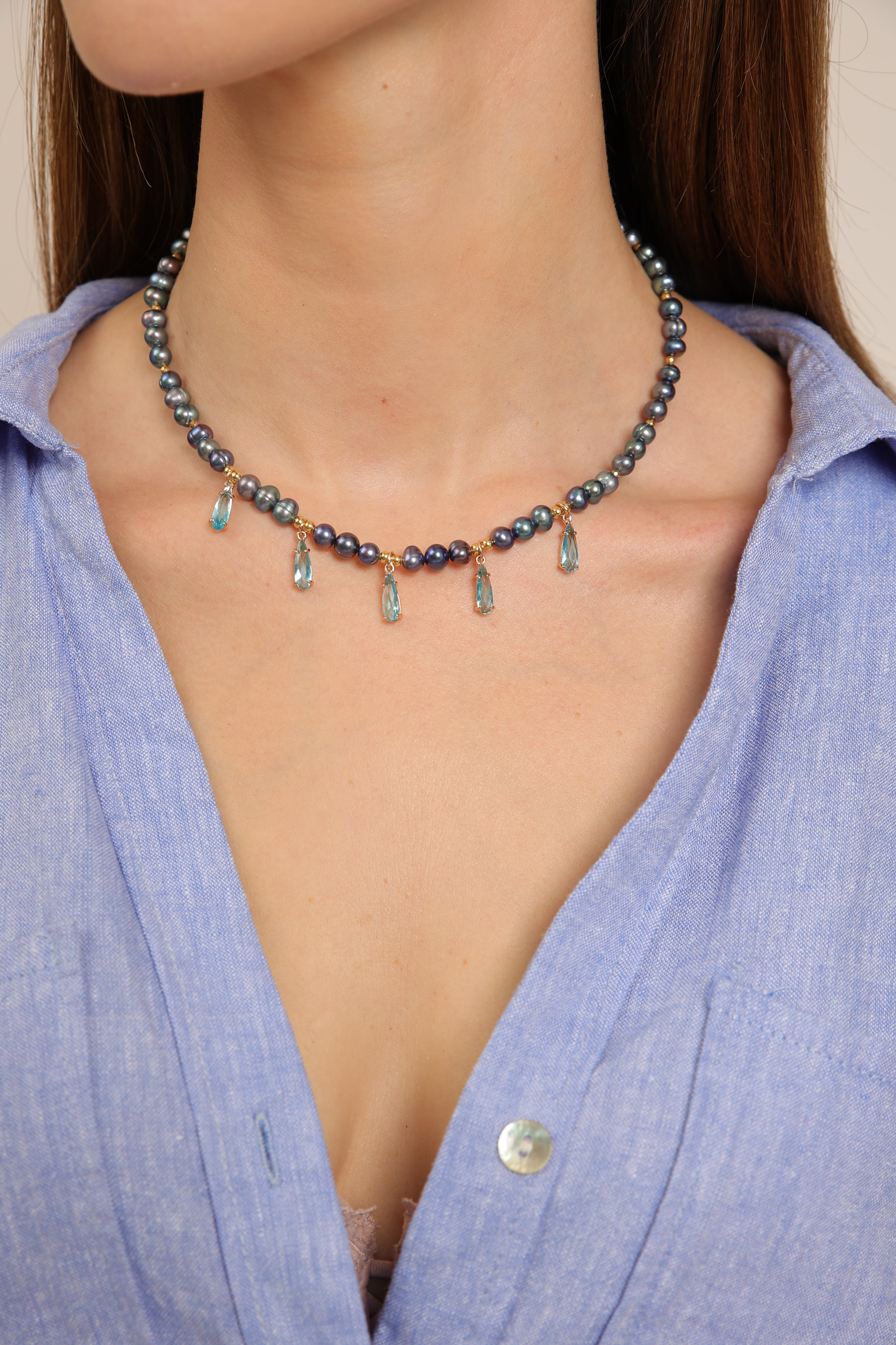 Pearl Necklace with Peacock Pearls