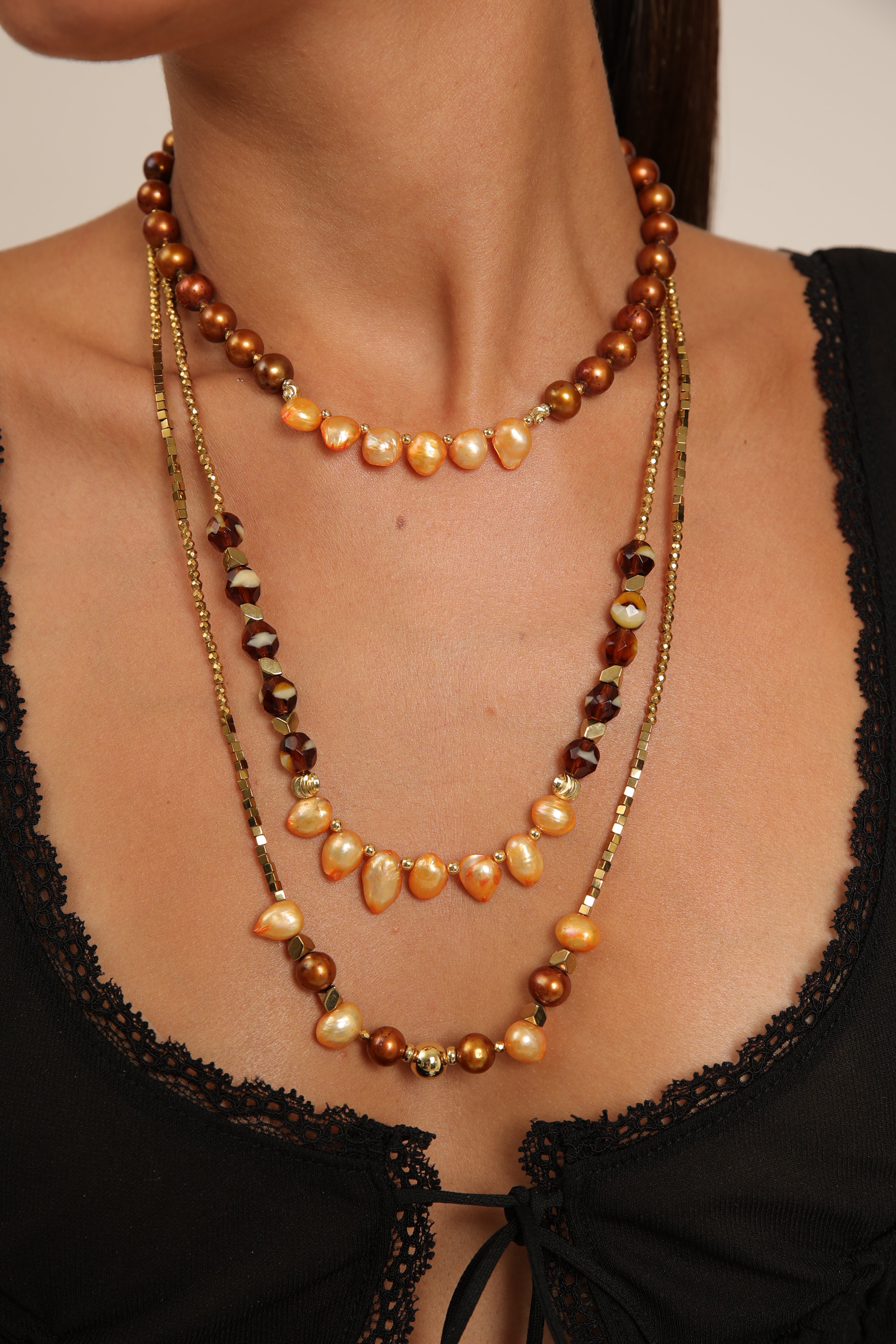 Pearl Necklace - Layered Trio Set