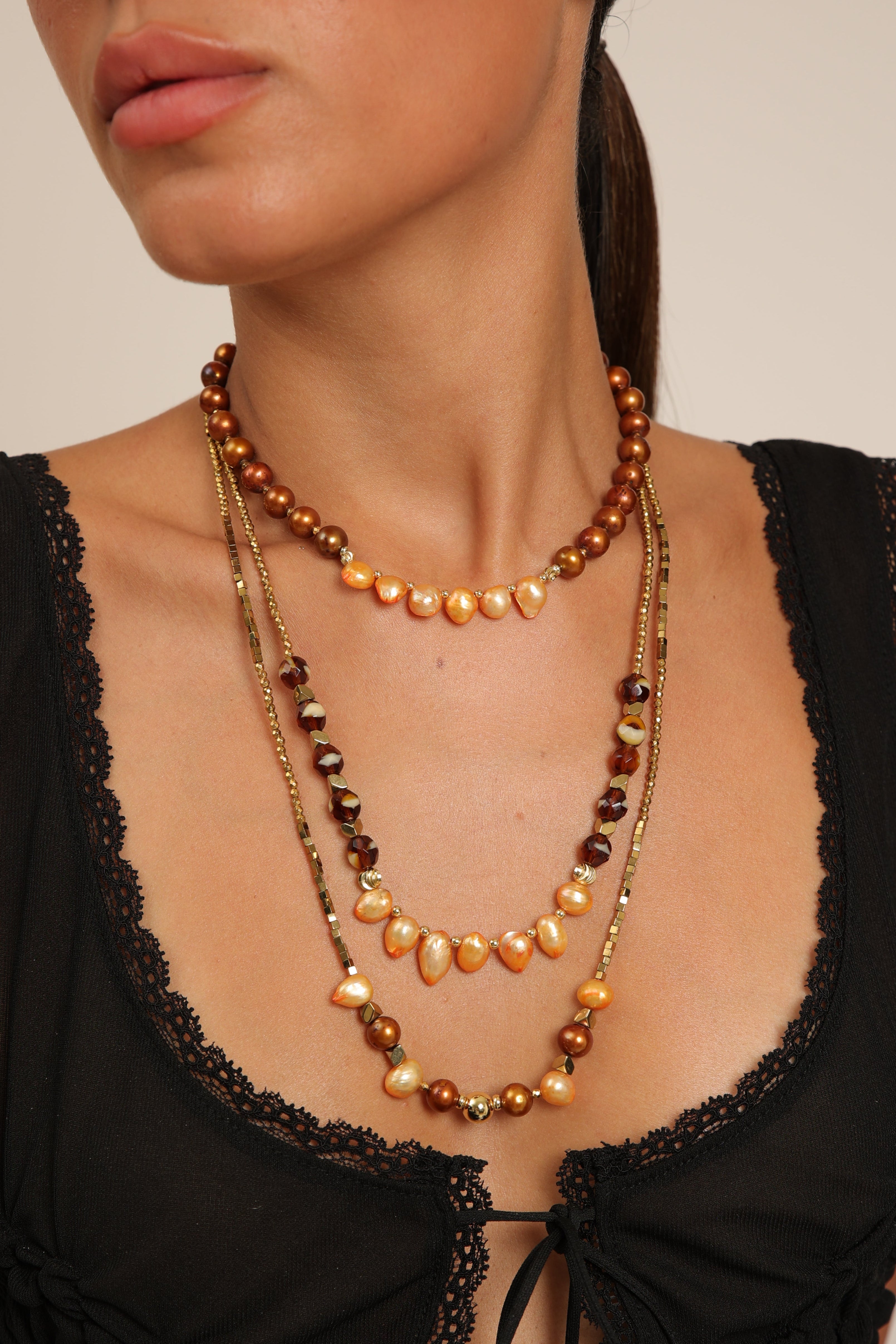 Pearl Necklace - Layered Trio Set