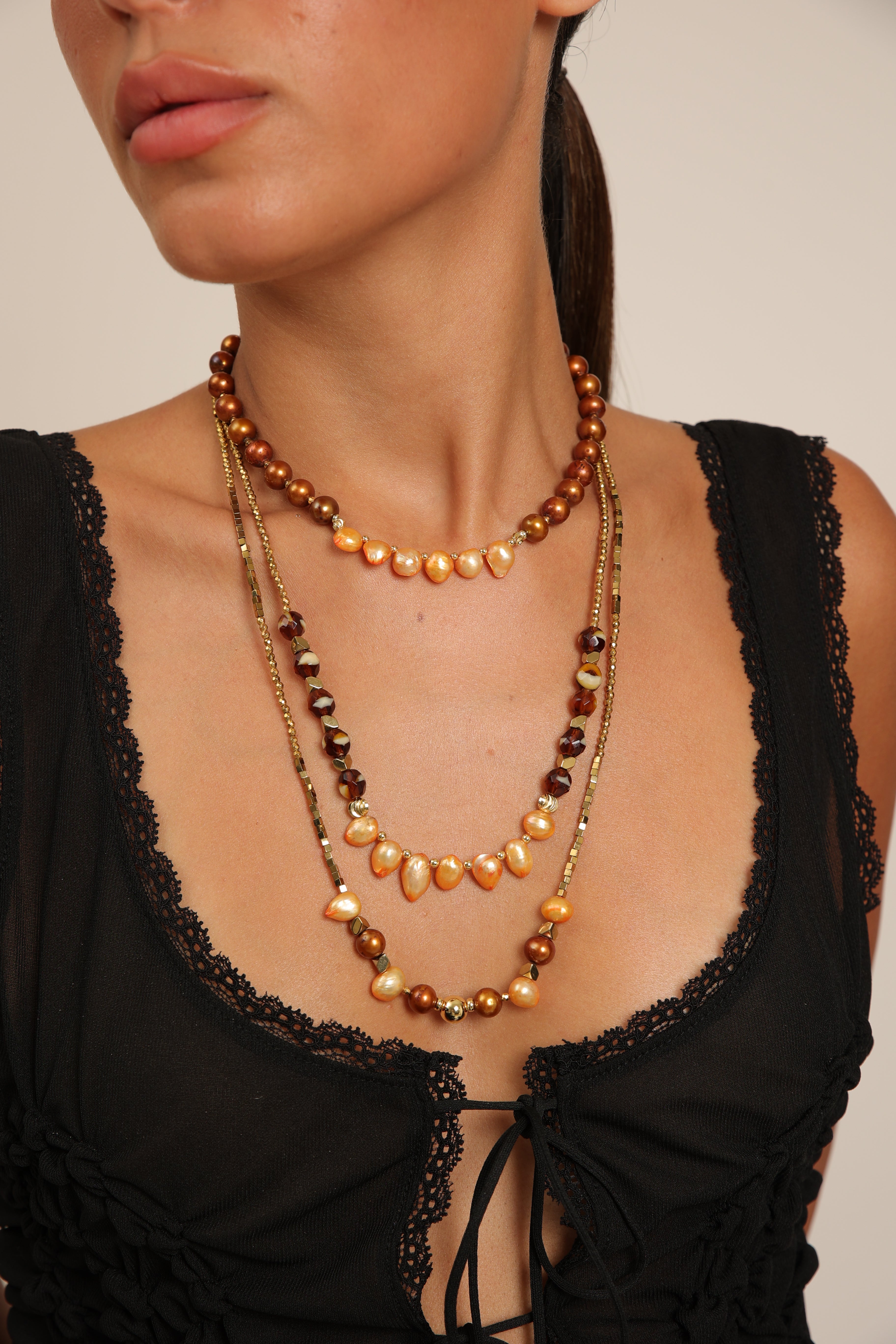Pearl Necklace - Layered Trio Set