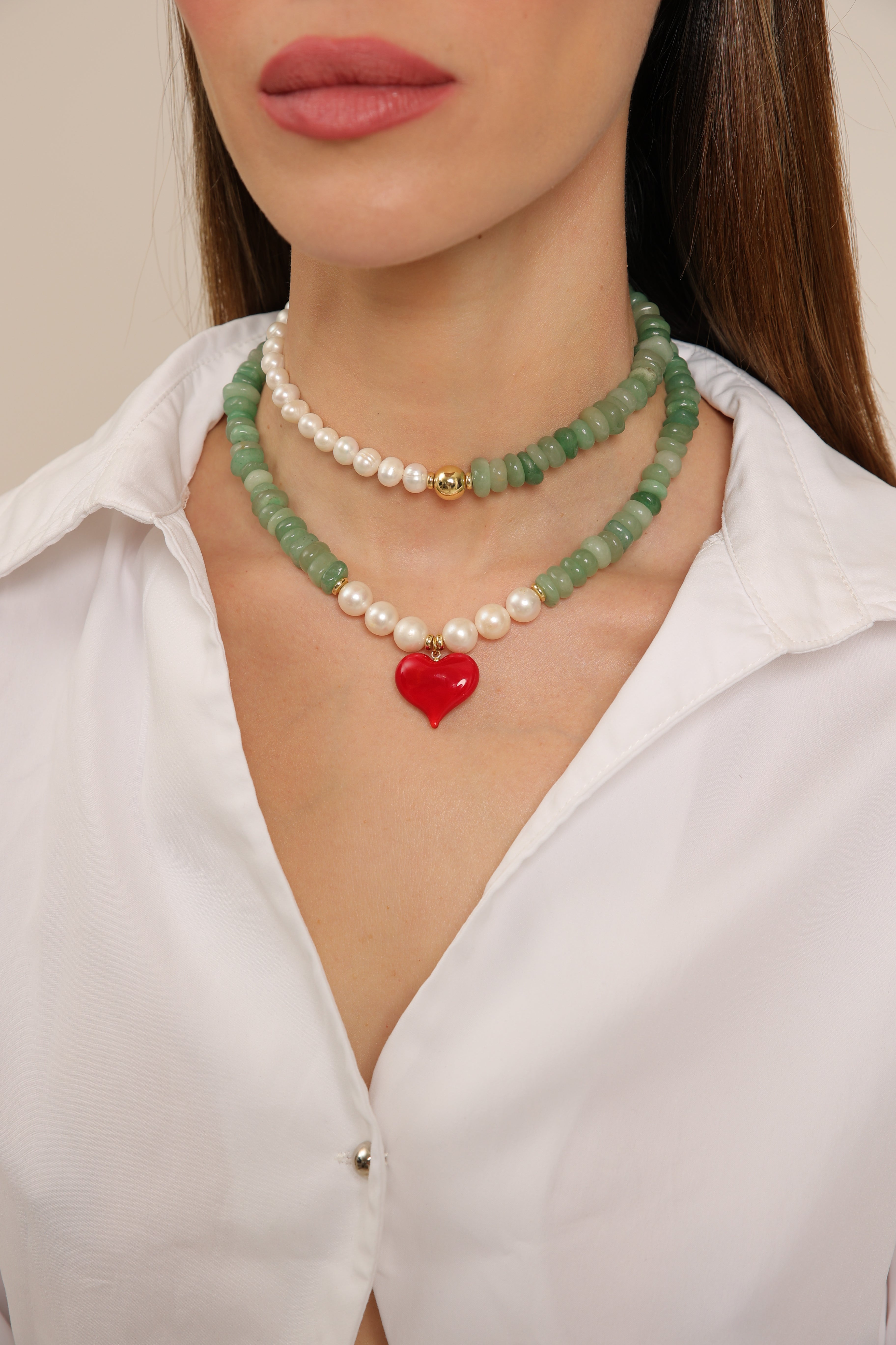 Aventurine and Pearl Choker
