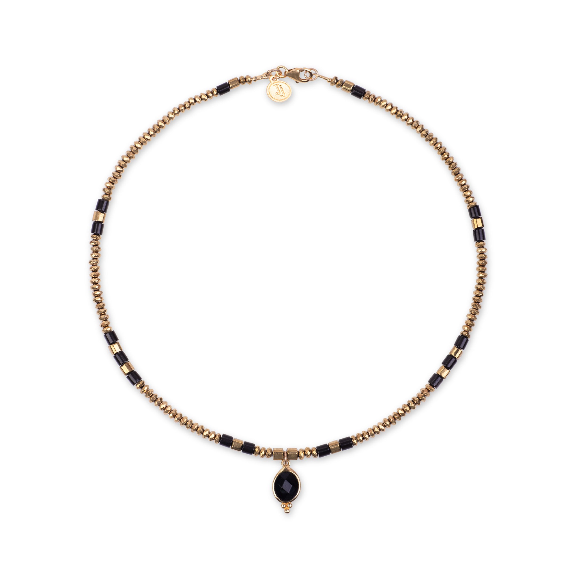 Collar de hematita con ónix negro